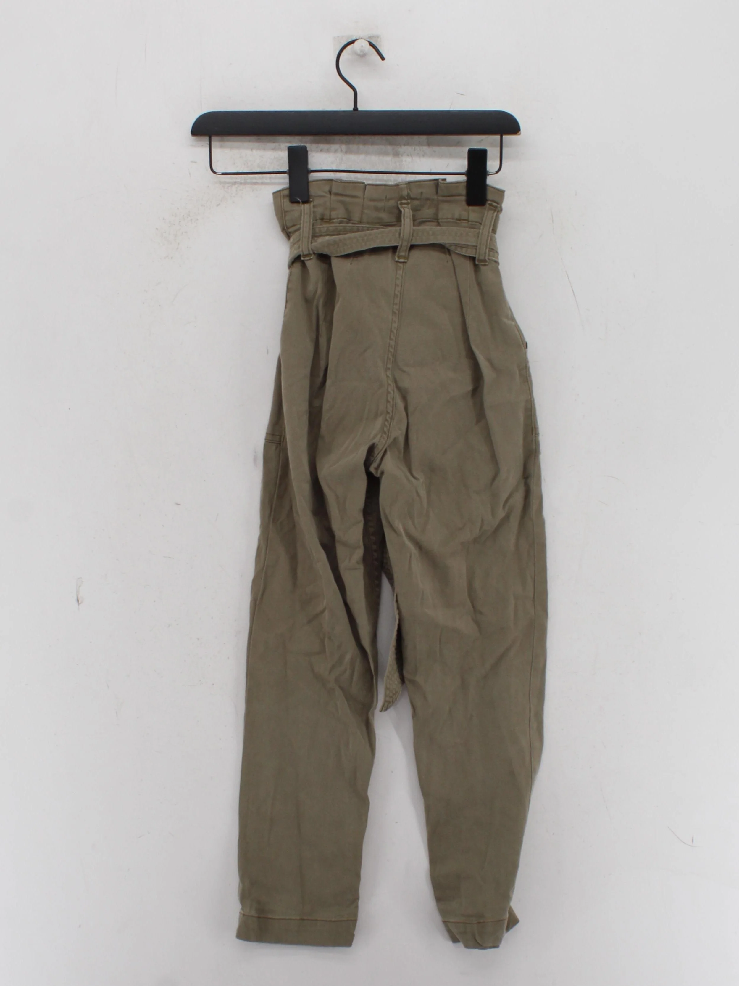 Topshop Women's Trousers UK 6 Green Cotton with Elastane Tapered Cropped - Image 2
