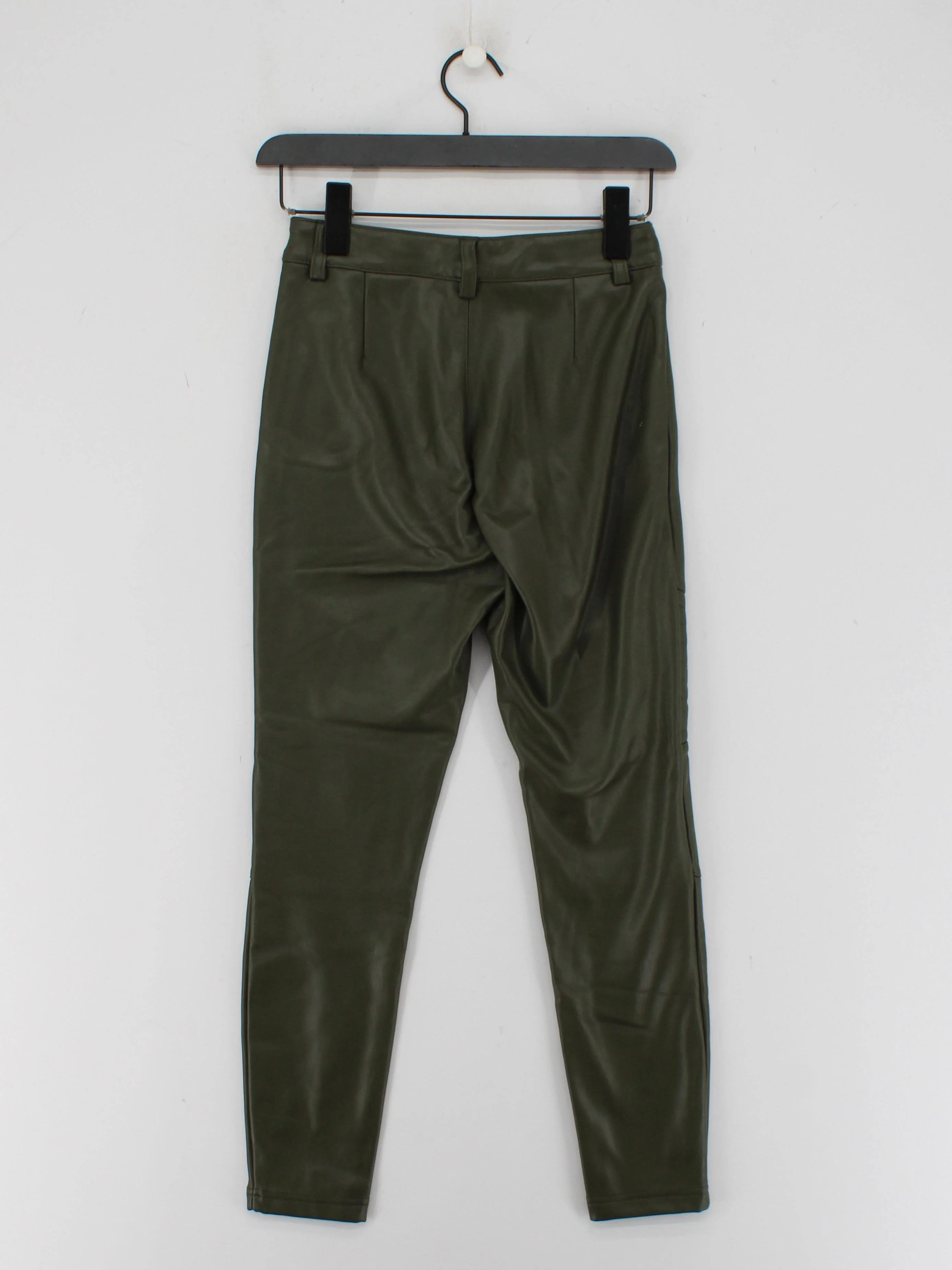 Topshop Women's Trousers UK 6 Green Faux Leather - Image 2