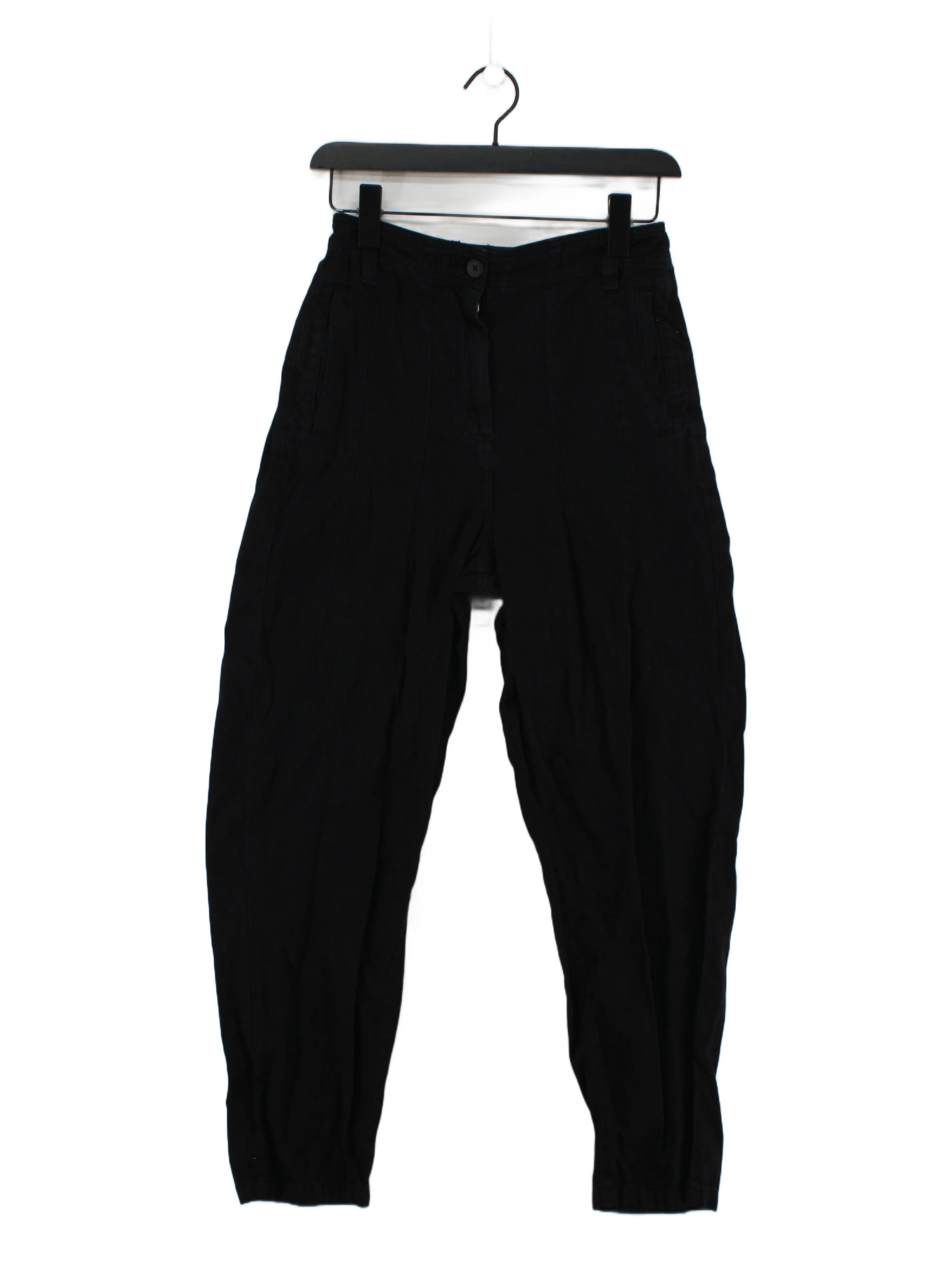 Topshop Women's Trousers UK 8 Black Cotton with Linen, Polyester Sweatpants
