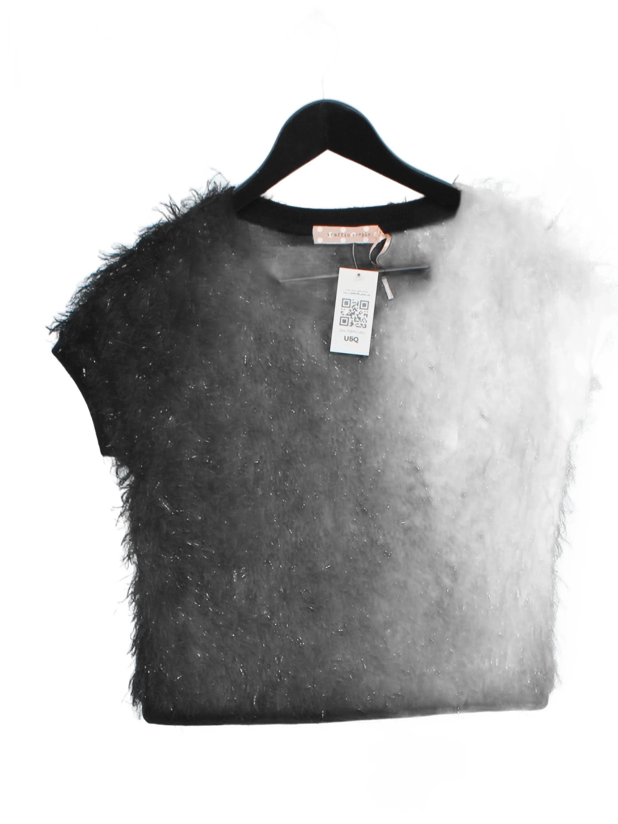 Traffic People Women's Top M Black 100% Polyester Cropped