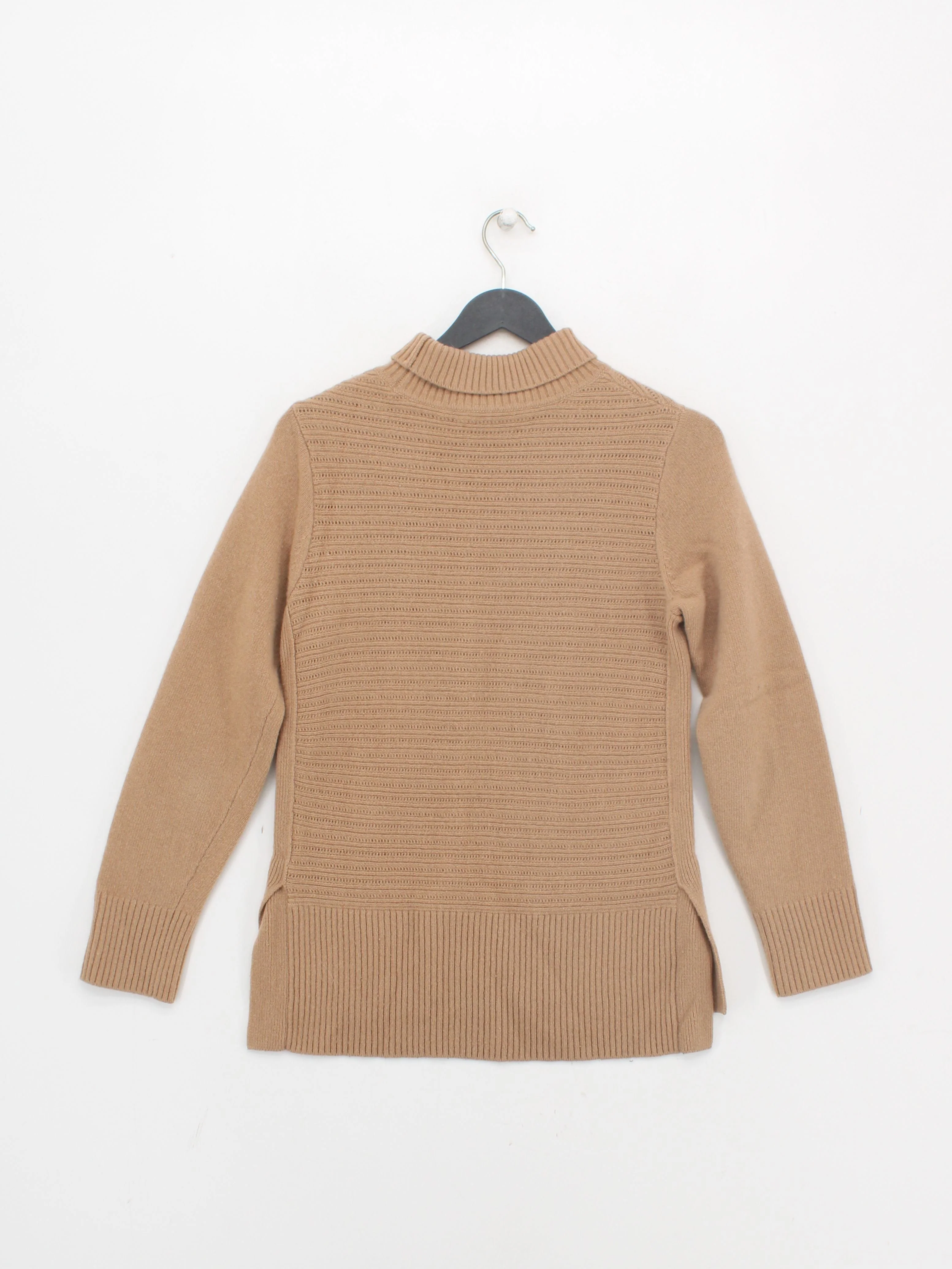 Trenery Women's Jumper XS Tan Wool with Cashmere Roll Neck Pullover - Image 2