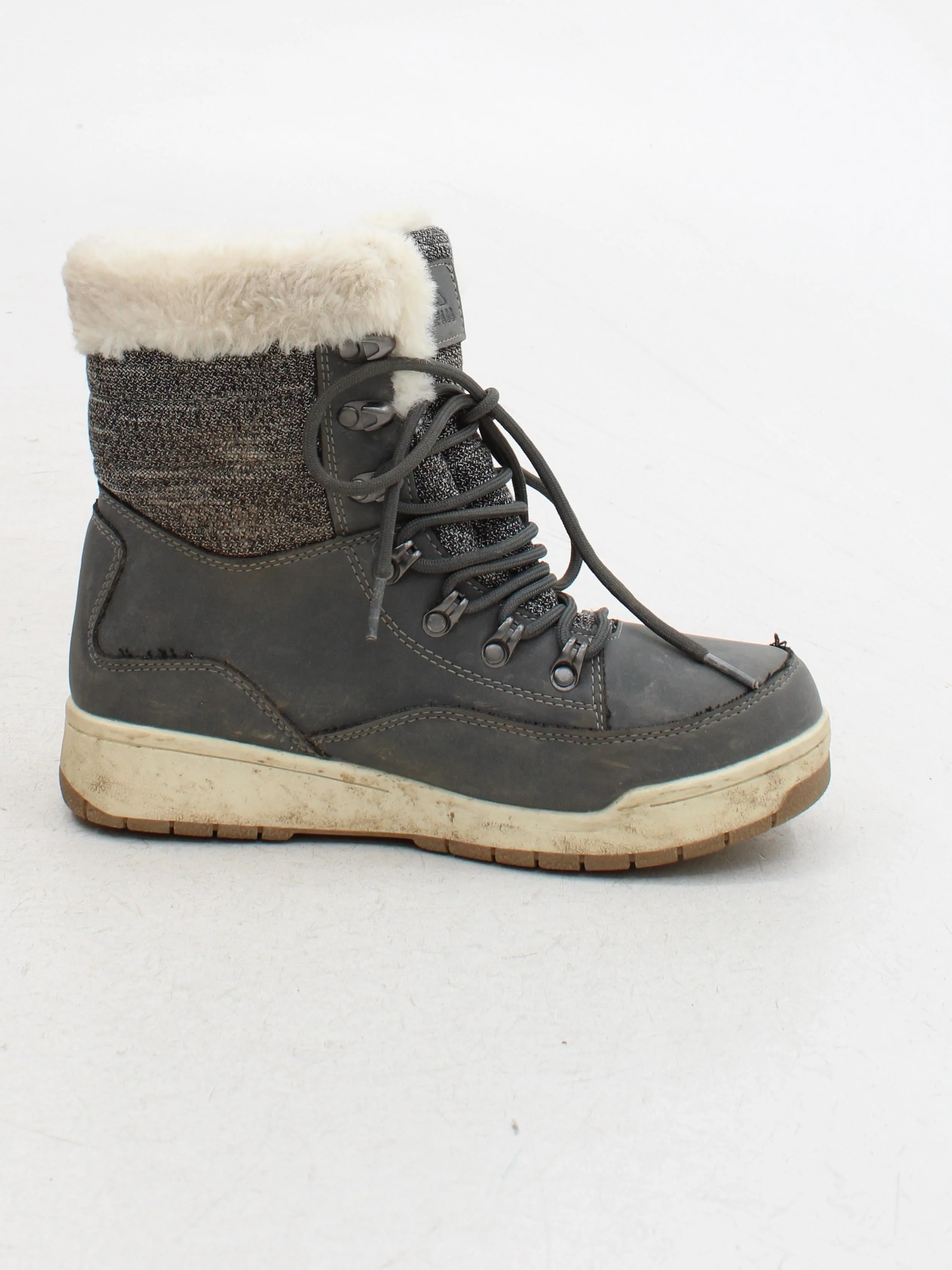 Trespass Women's Boots UK 4 Grey Faux Leather with Faux Fur Combat - Image 5