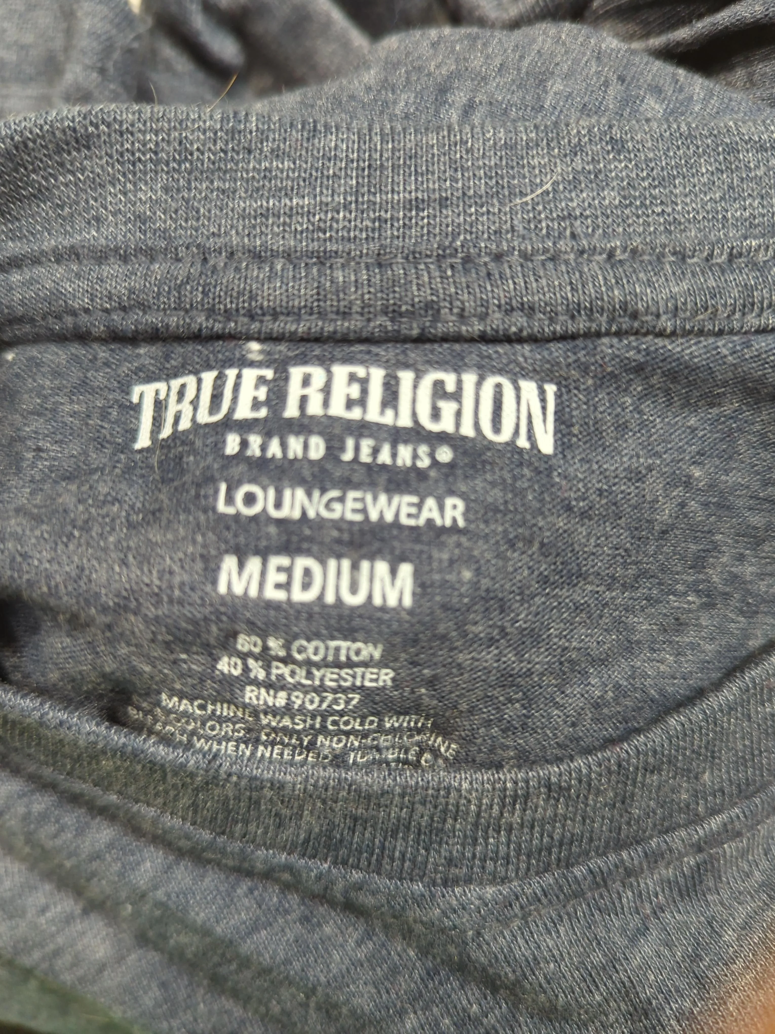 True Religion Men's T-Shirt M Blue Graphic Cotton with Polyester Basic - Image 5