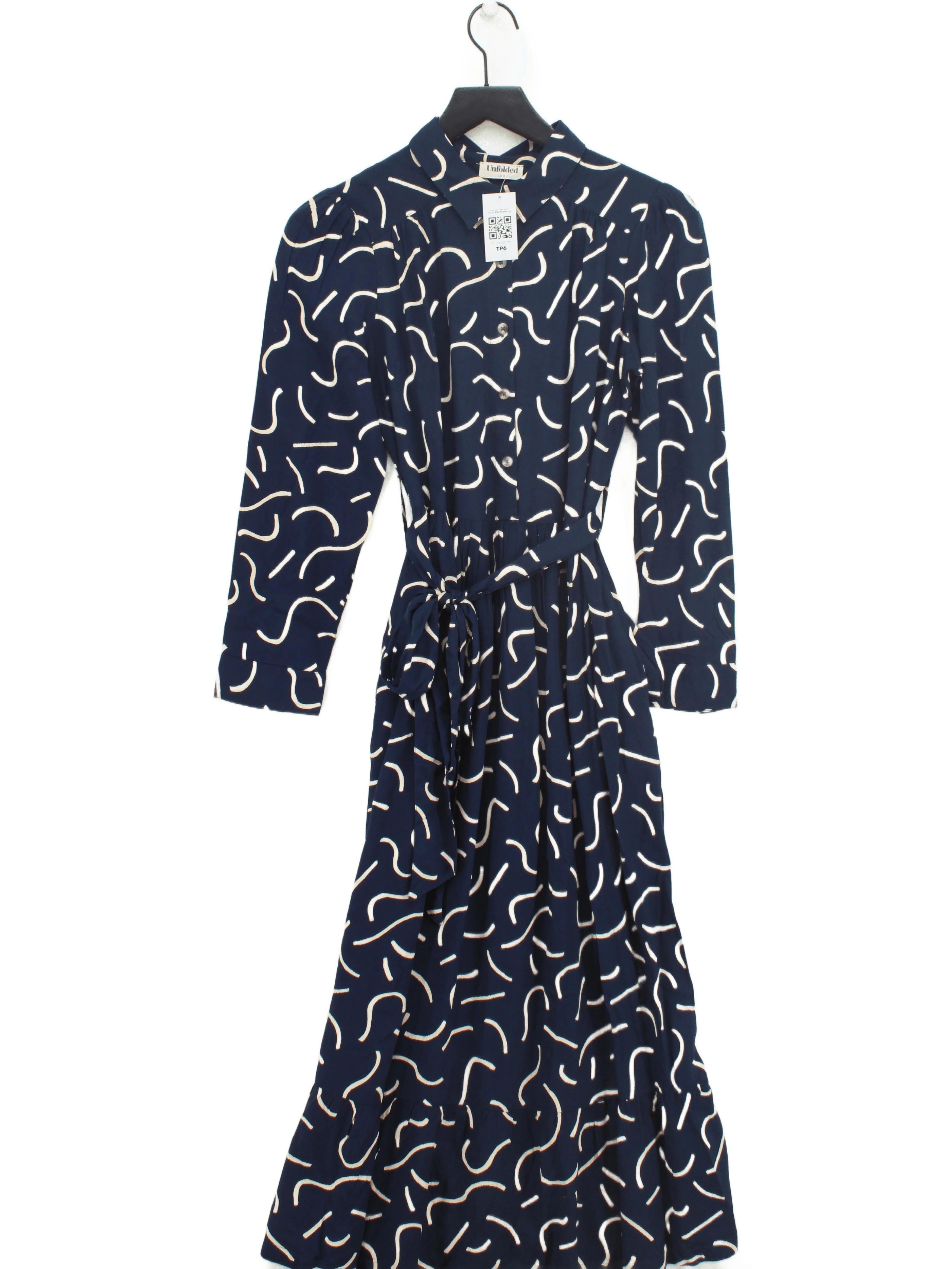 Unfolded Shirt Midi Dress UK8 in Blue