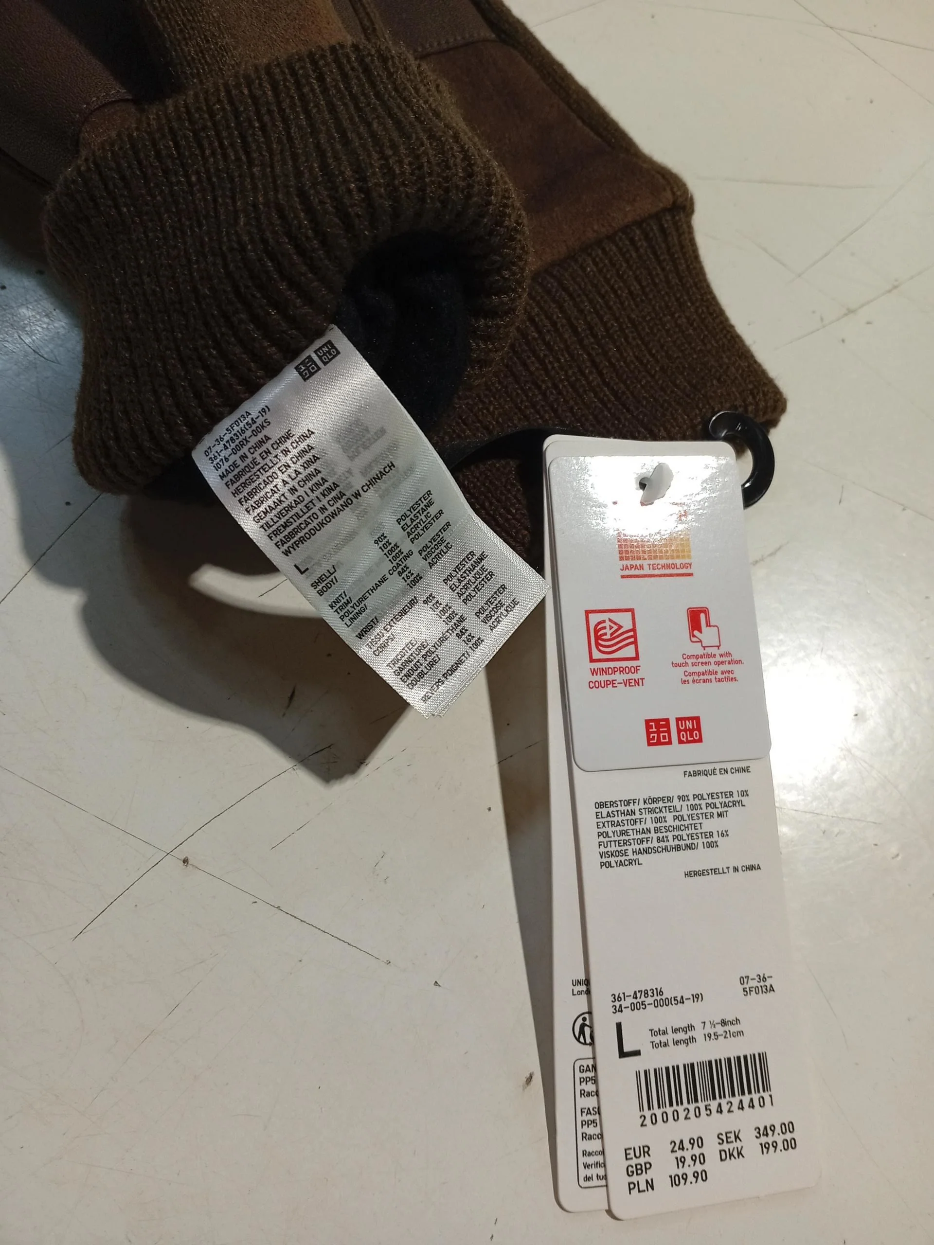 Uniqlo Men's Gloves L Brown Polyester New with tags - Image 5