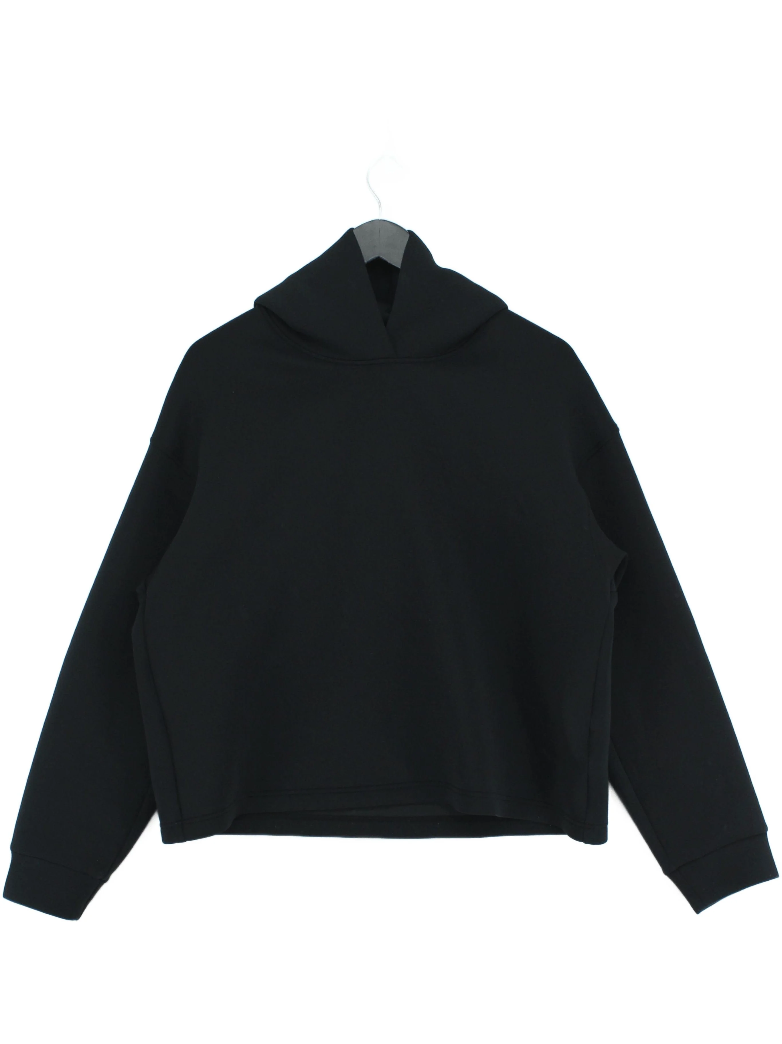 Uniqlo Men's Hoodie L Black Polyester with Elastane Pullover