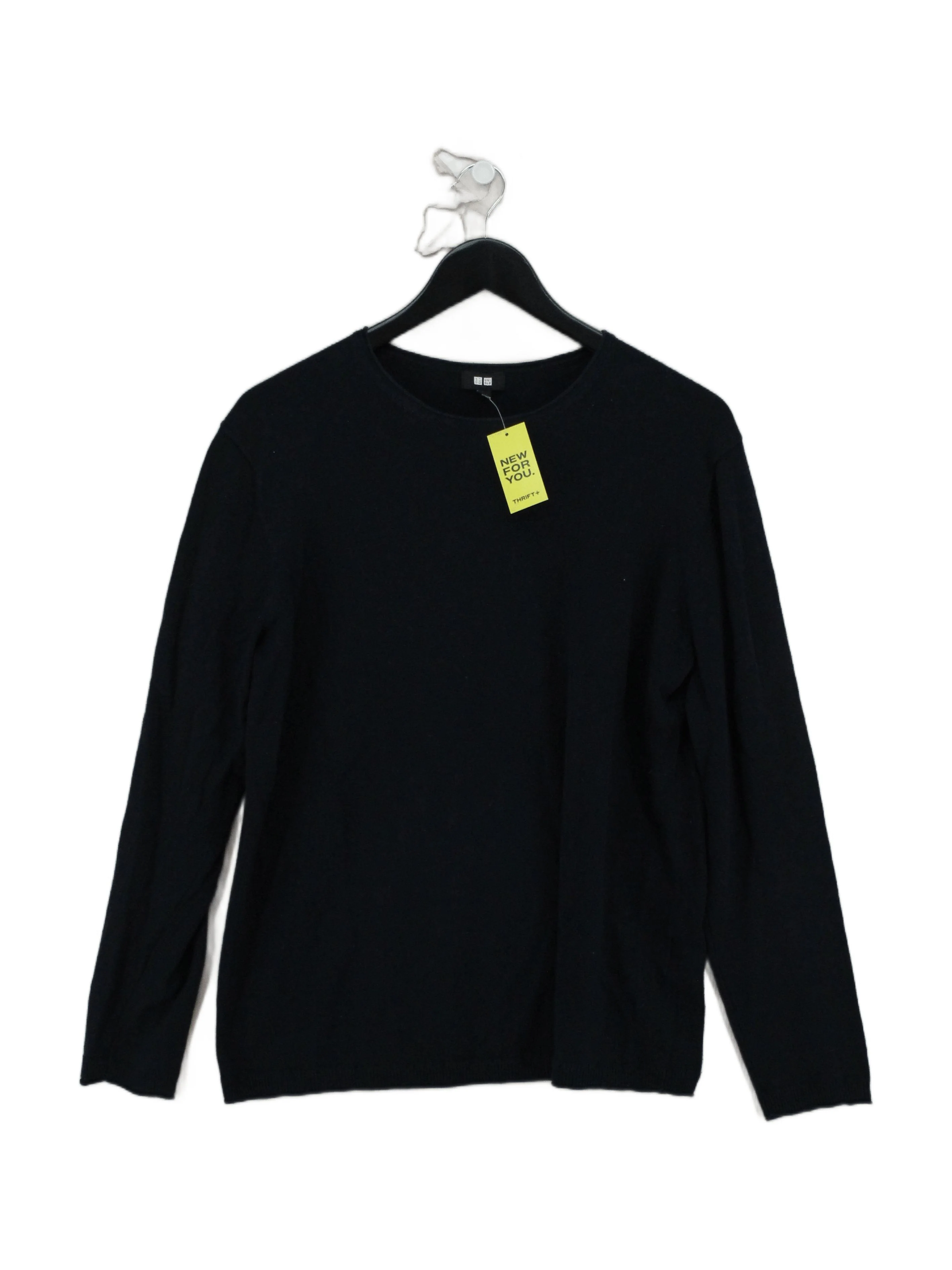 Uniqlo Men's Jumper M Black Polyester with Cotton, Polyamide, Wool Pullover