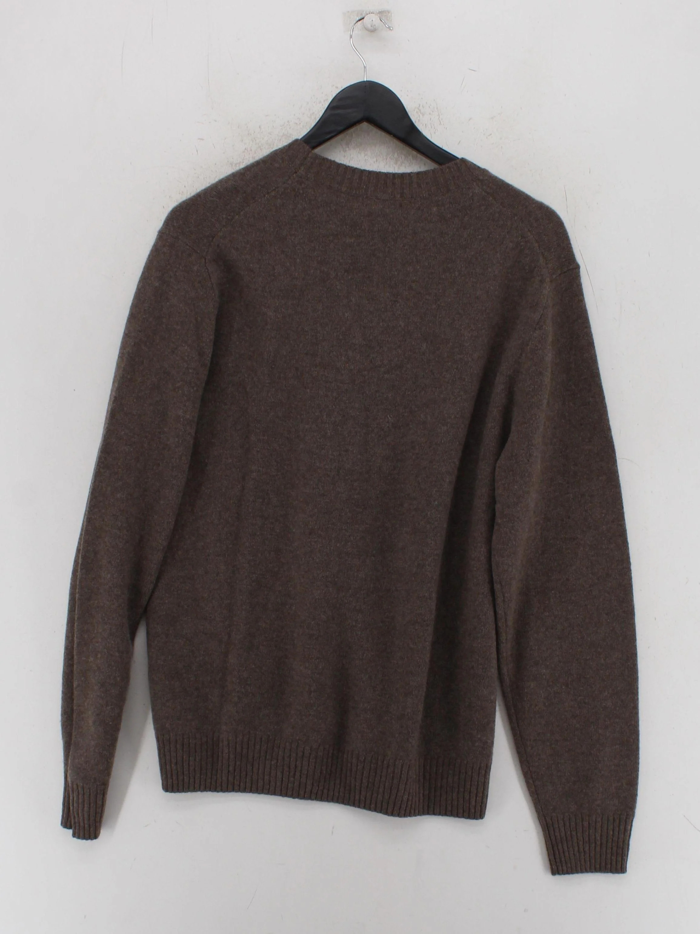 Uniqlo Men's Jumper M Brown Argyle 100% Wool Round Neck Pullover - Image 2