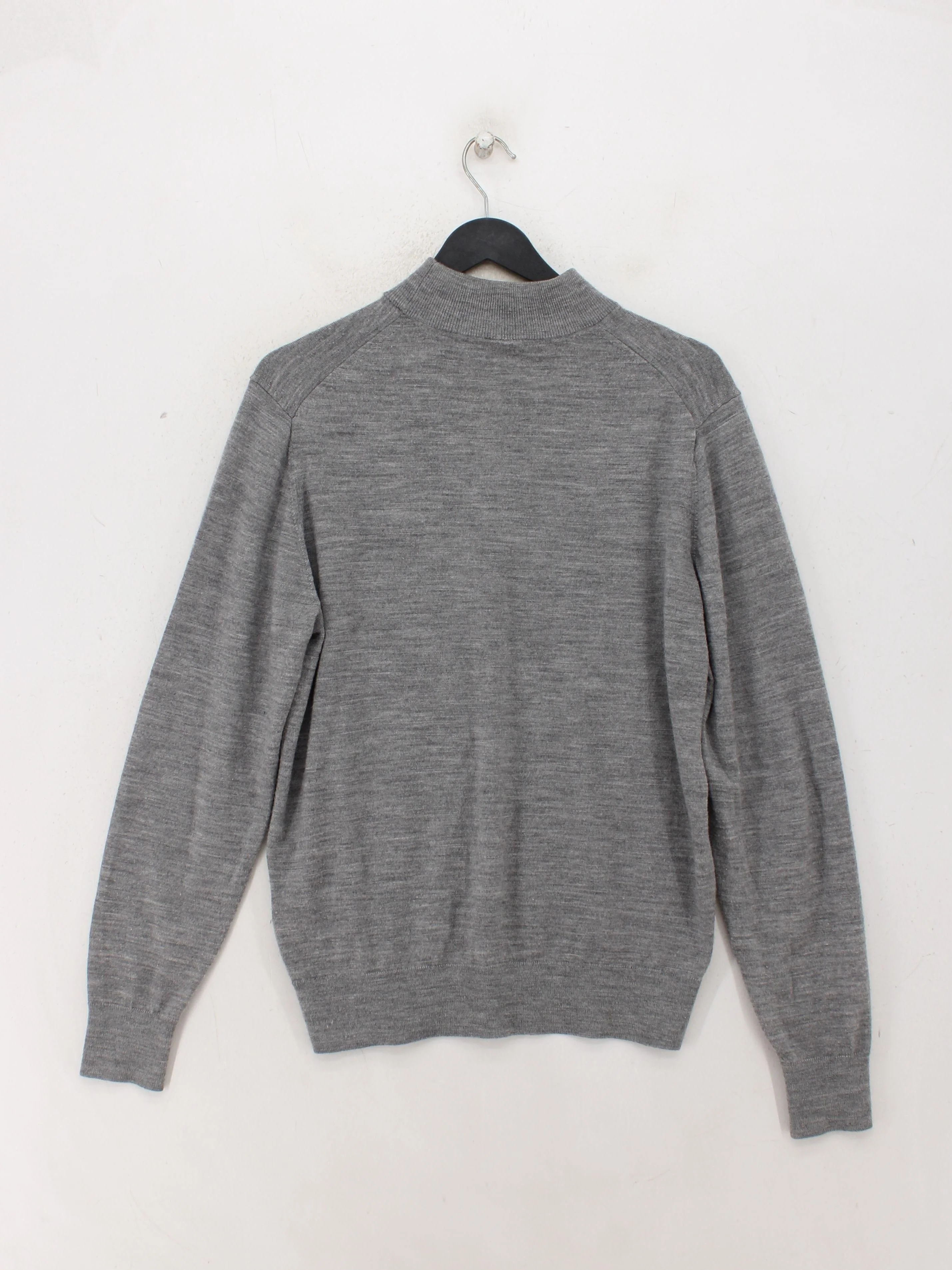 Uniqlo Men's Jumper M Grey 100% Wool Mock Neck Pullover - Image 2