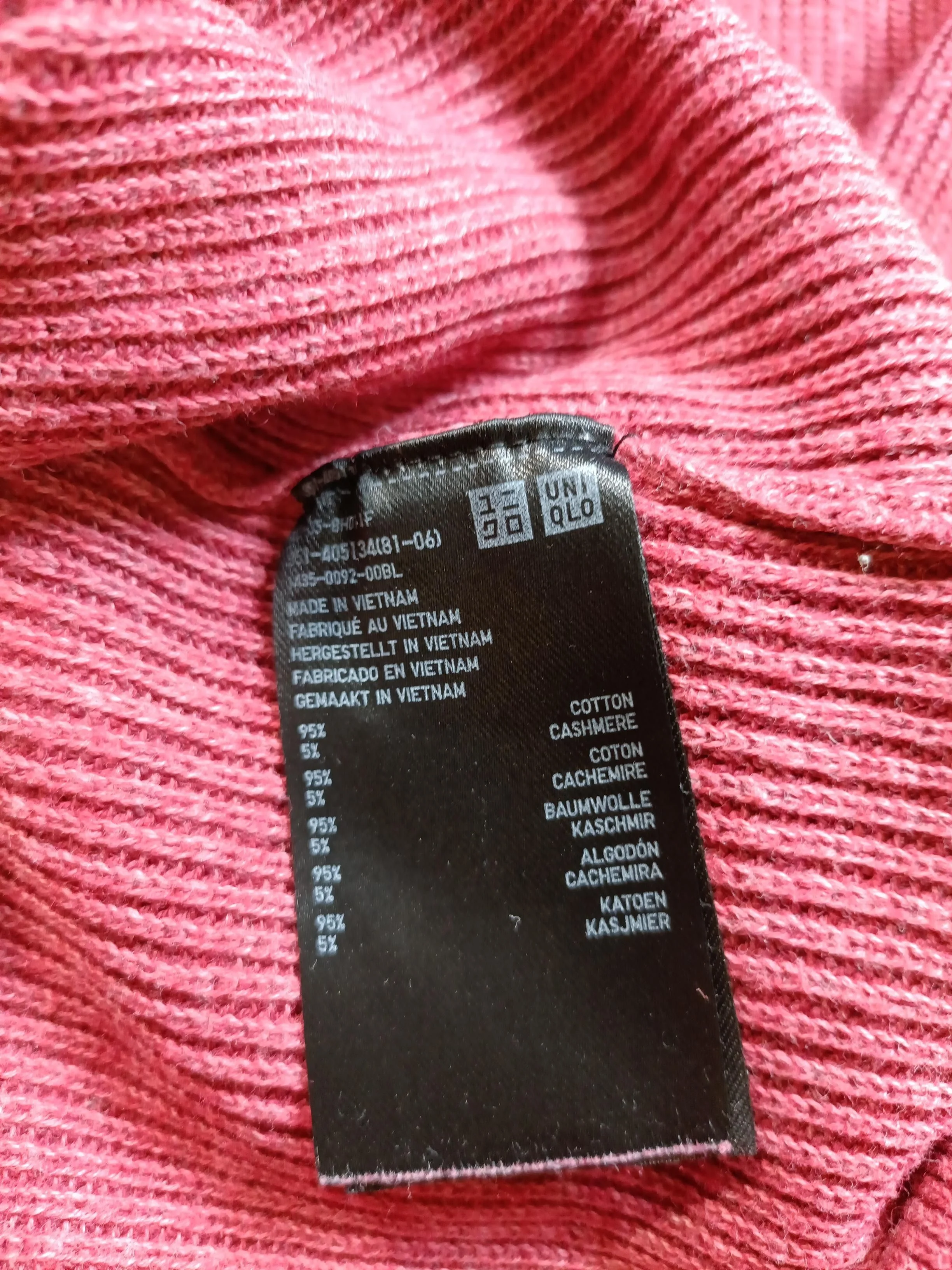 Uniqlo Men's Jumper M Red Cotton with Cashmere Round Neck Pullover - Image 5