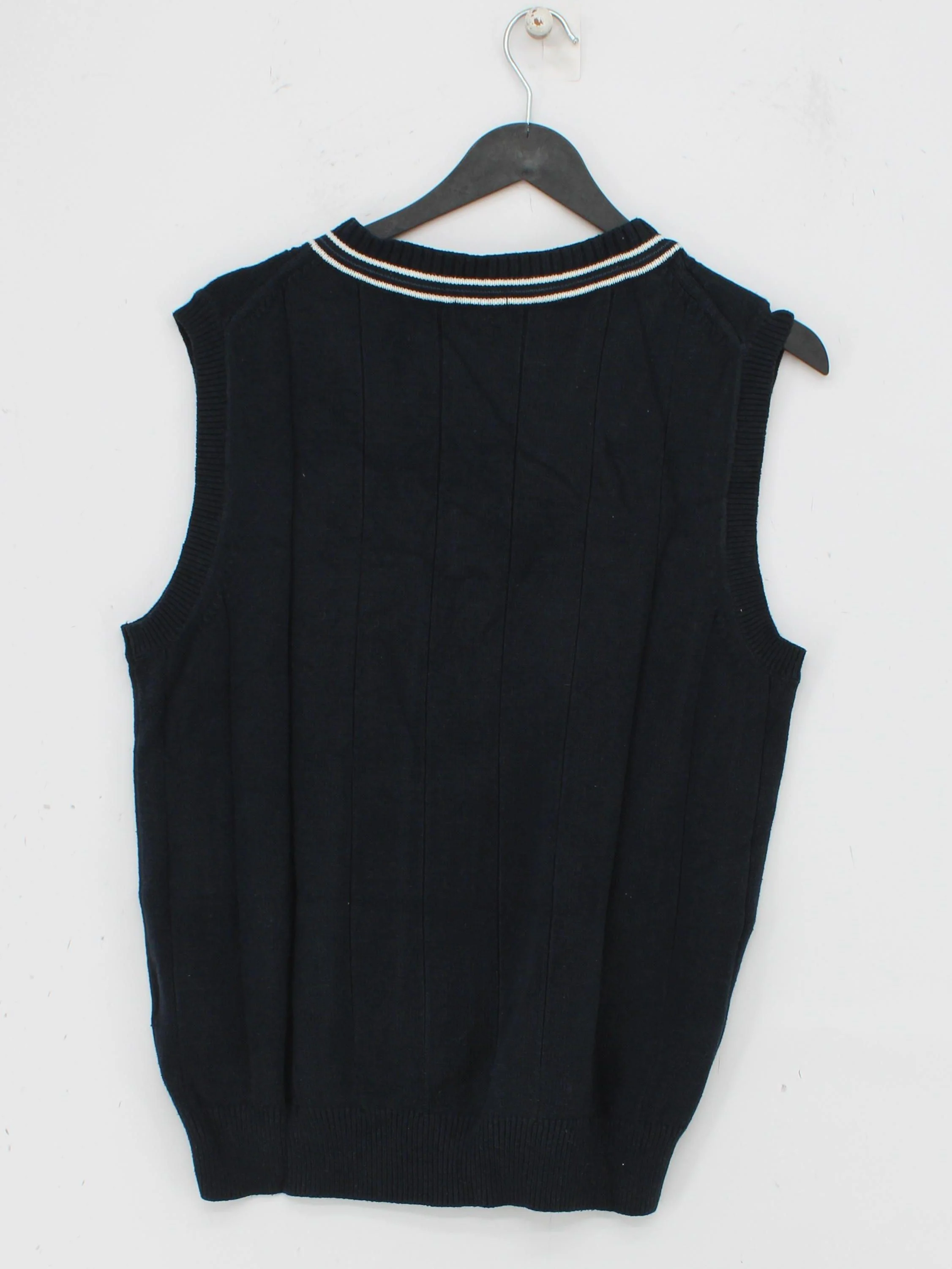Uniqlo Men's Jumper S Black Cotton with Polyester, Polyamide V-Neck Vest - Image 2