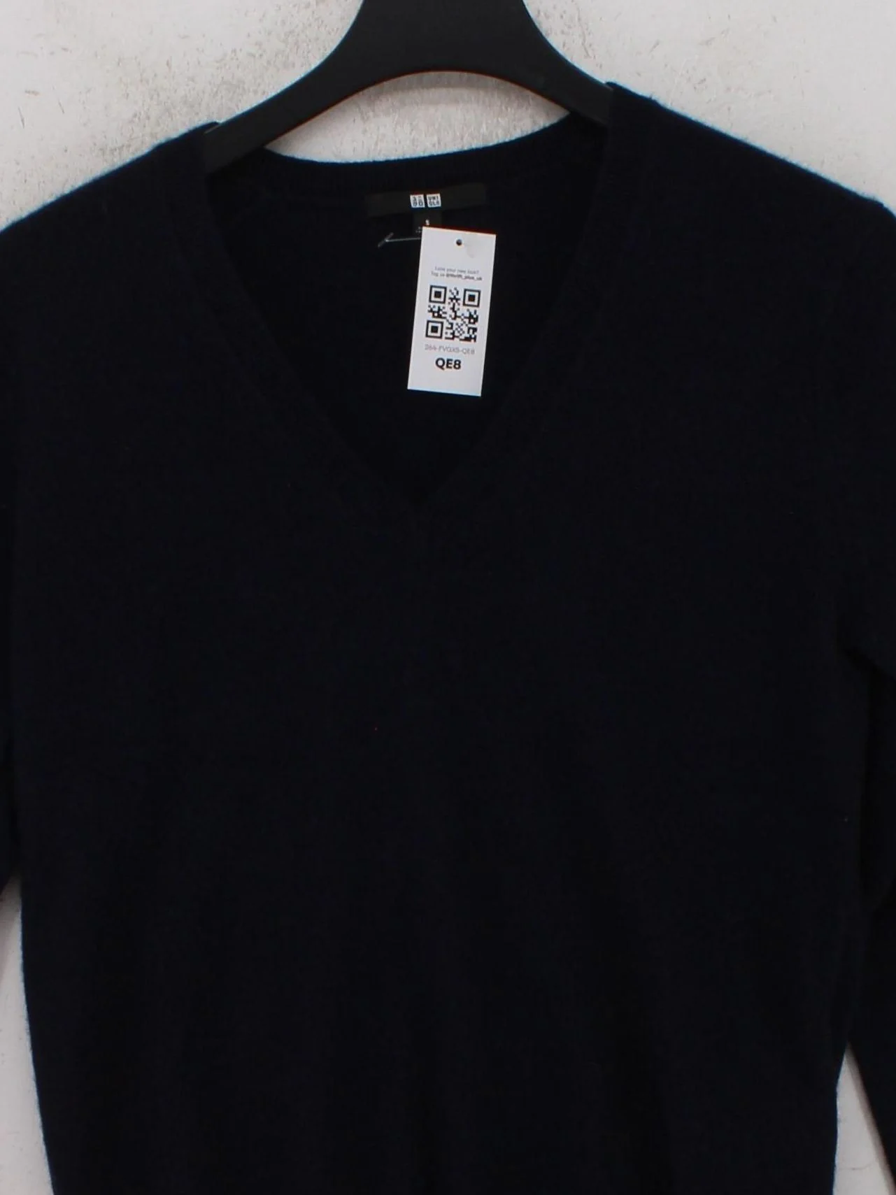 Uniqlo Men's Jumper S Blue 100% Cashmere V-Neck Pullover - Image 3