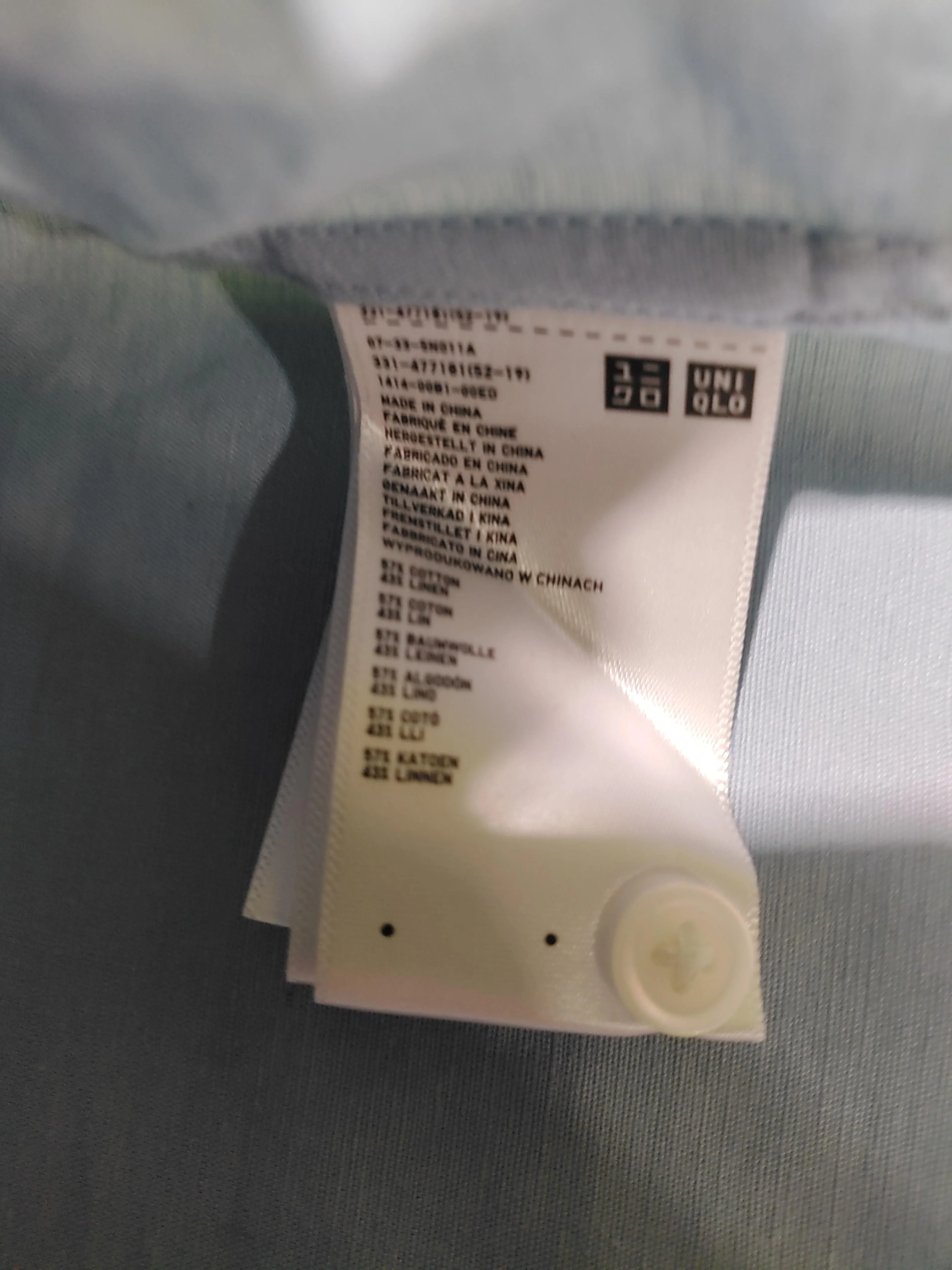 Uniqlo Men's Shirt L Blue Cotton with Linen Basic - Image 6