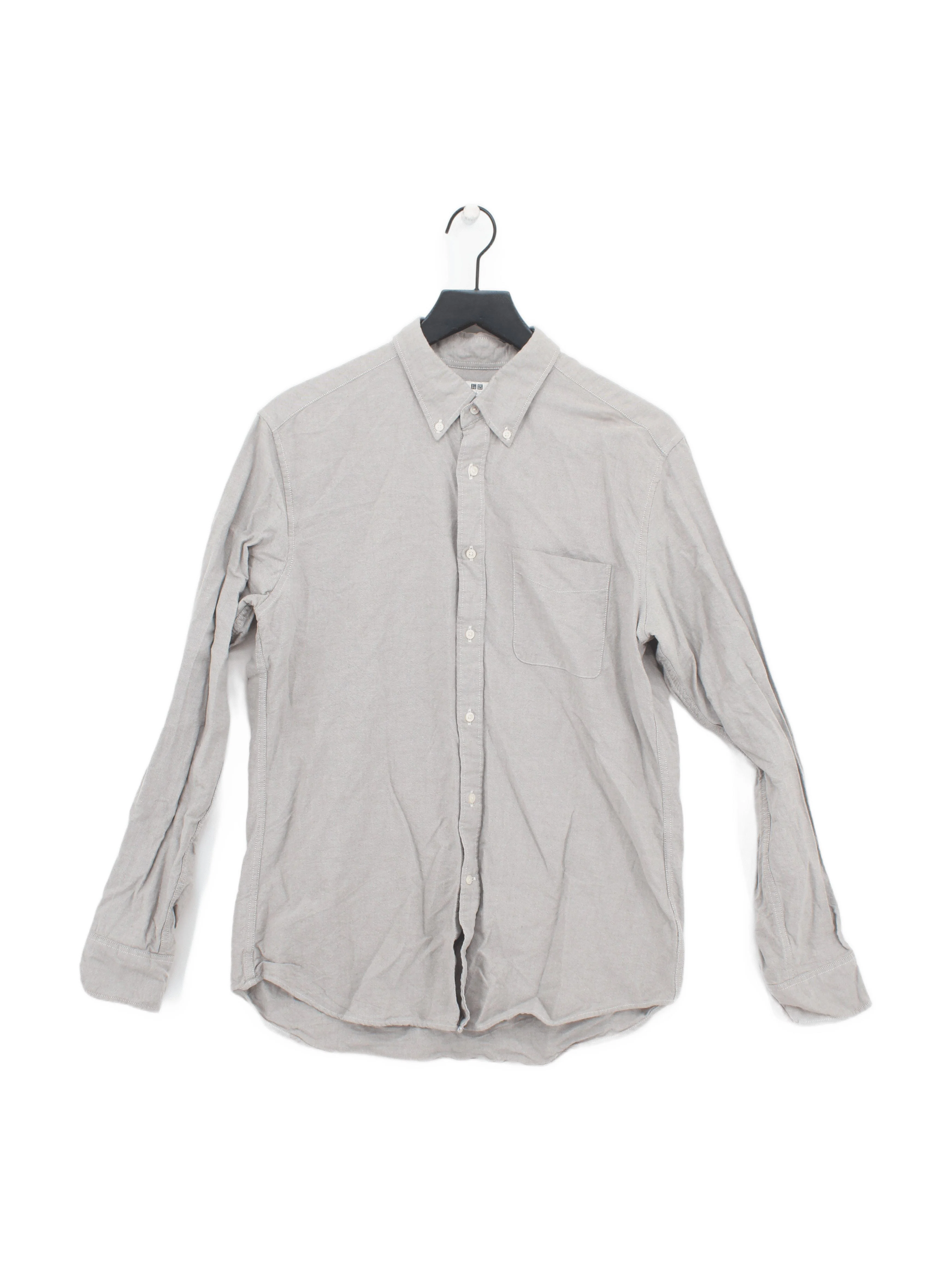 Uniqlo Men's Shirt L Grey 100% Cotton Basic