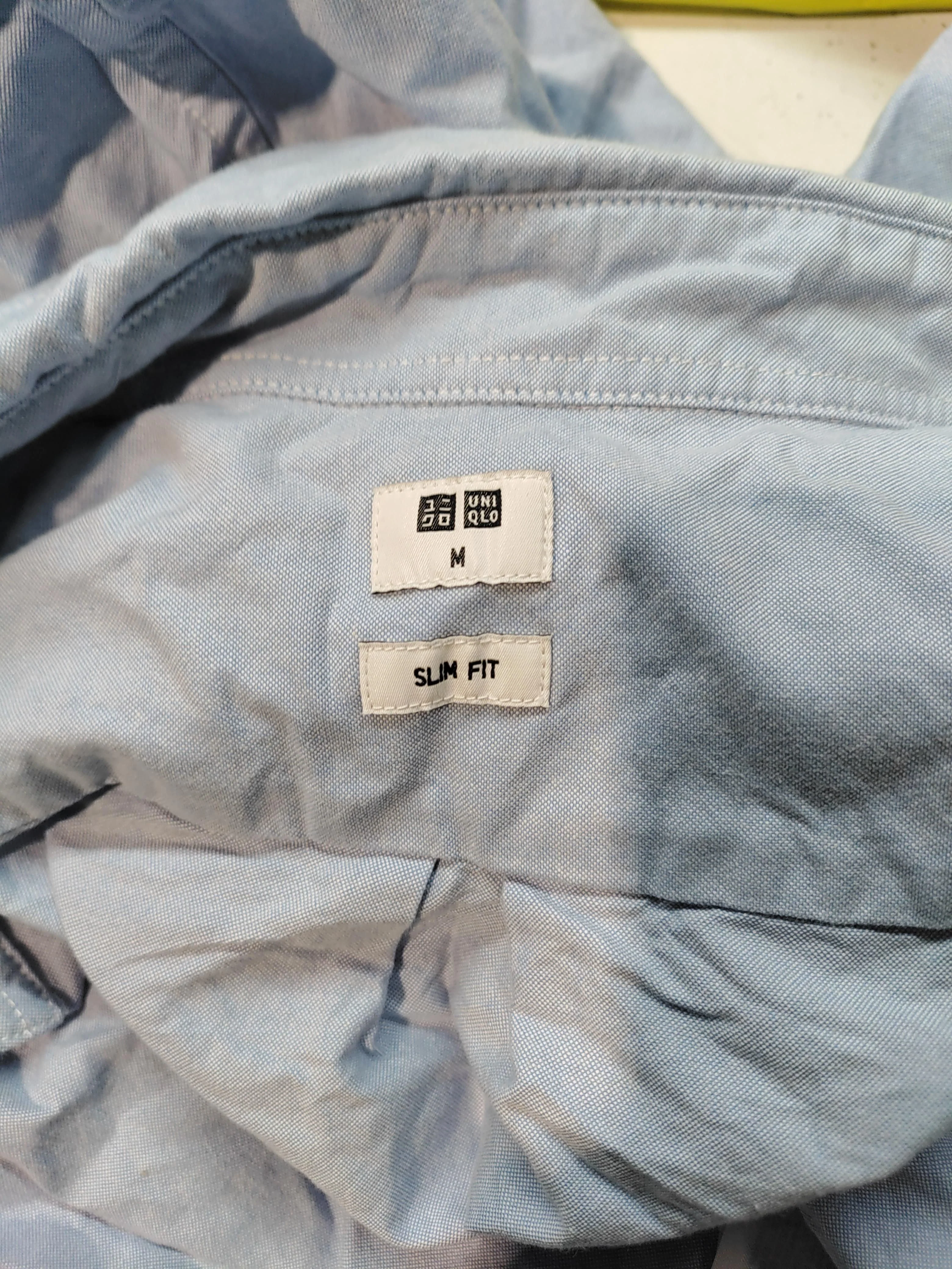 Uniqlo Men's Shirt M Blue 100% Cotton Basic - Image 5