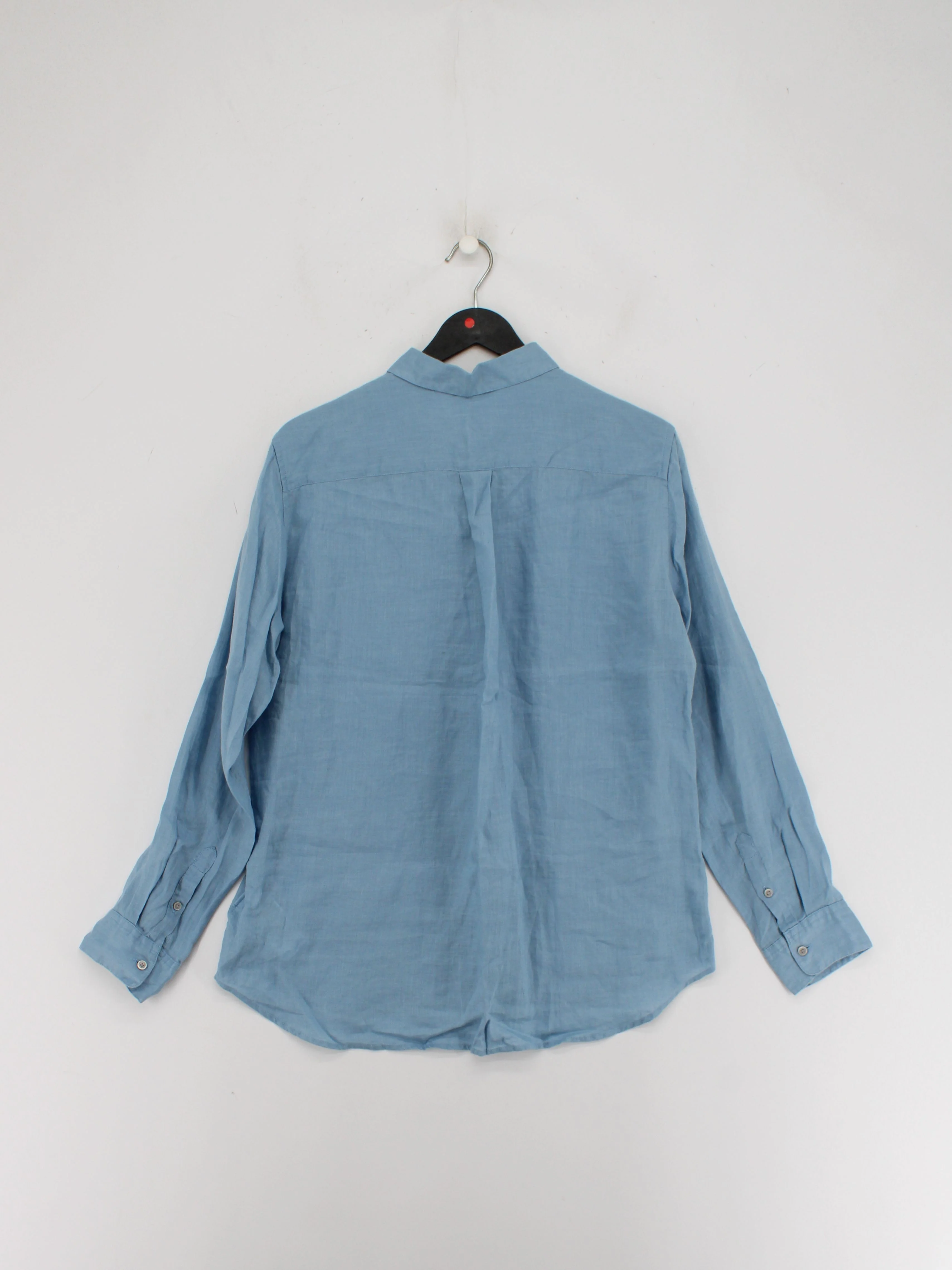Uniqlo Men's Shirt M Blue 100% Linen Basic - Image 2