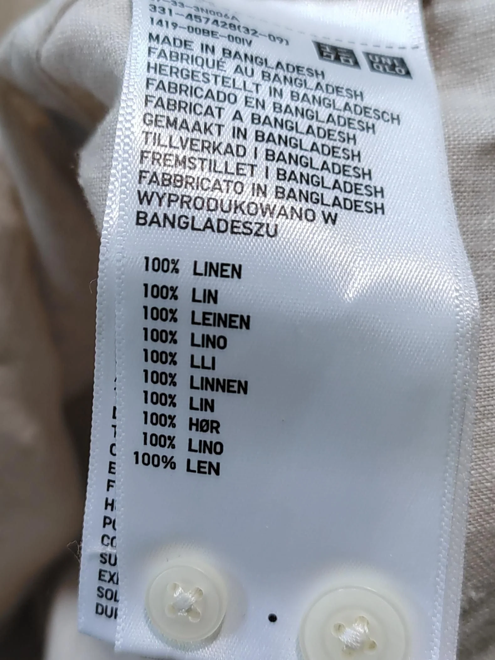 Uniqlo Men's Shirt M Cream 100% Linen Basic - Image 6