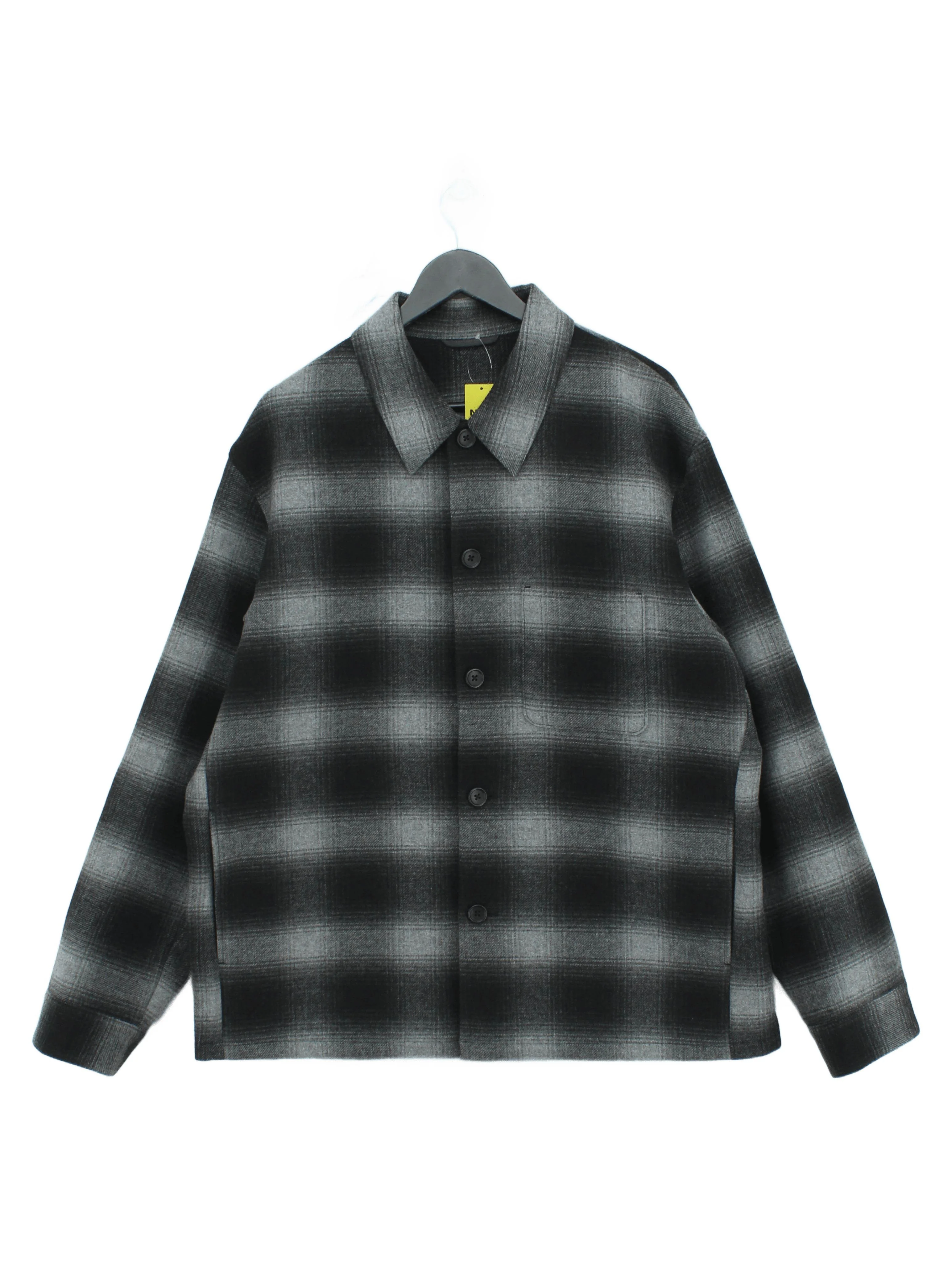Uniqlo Men's Shirt XL Grey Checkered Polyester with Acrylic, Viscose Basic