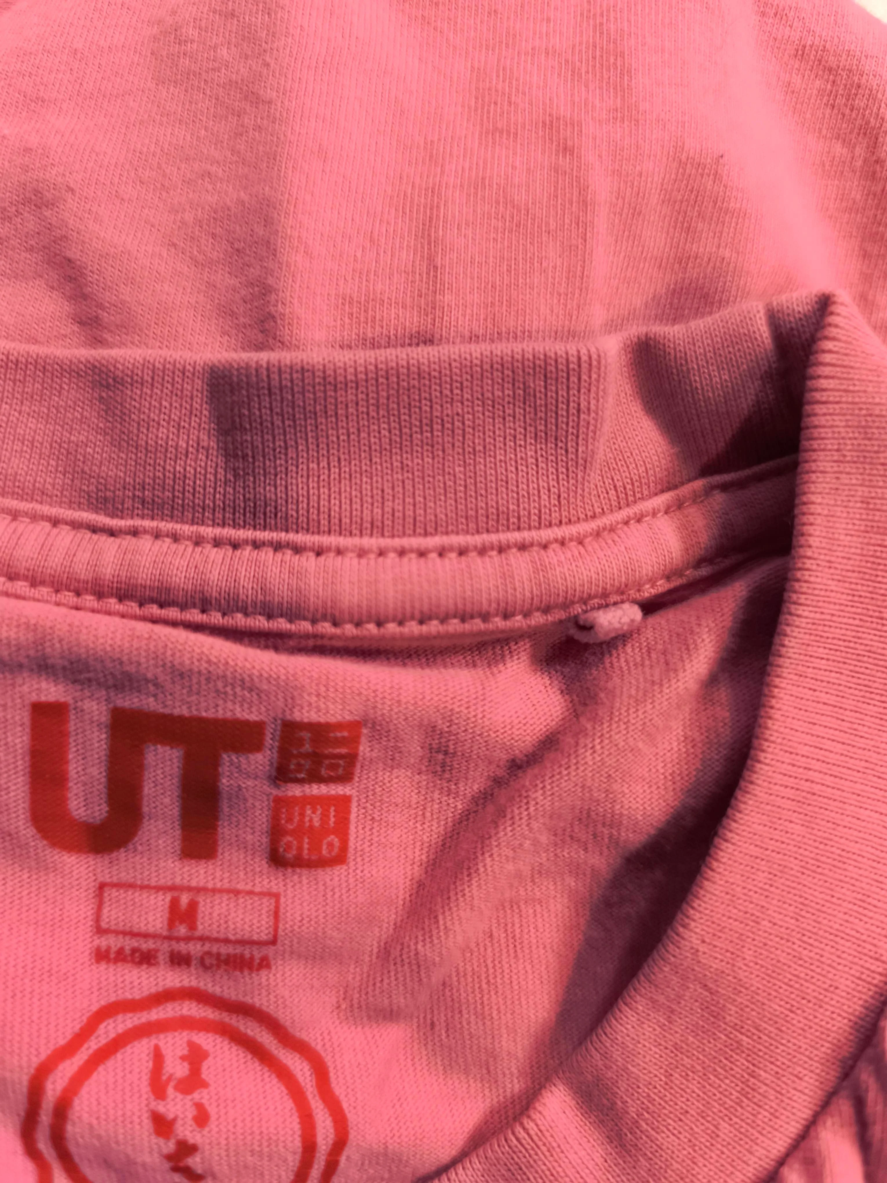 Uniqlo Men's T-Shirt M Pink Graphic 100% Cotton Basic - Image 6