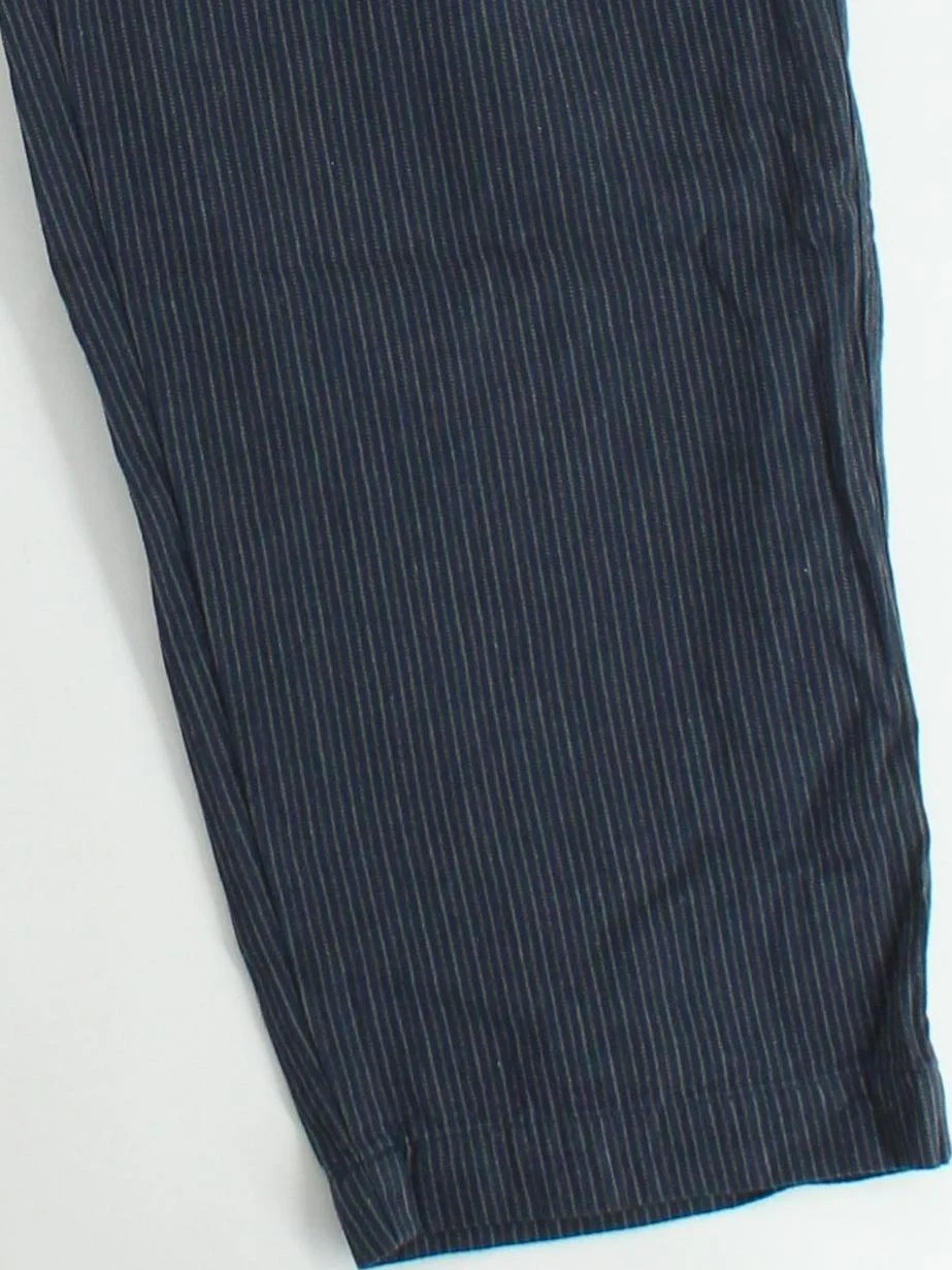 Uniqlo Men's Trousers M Blue Striped Linen with Cotton, Polyester Wide-Leg Chino - Image 4