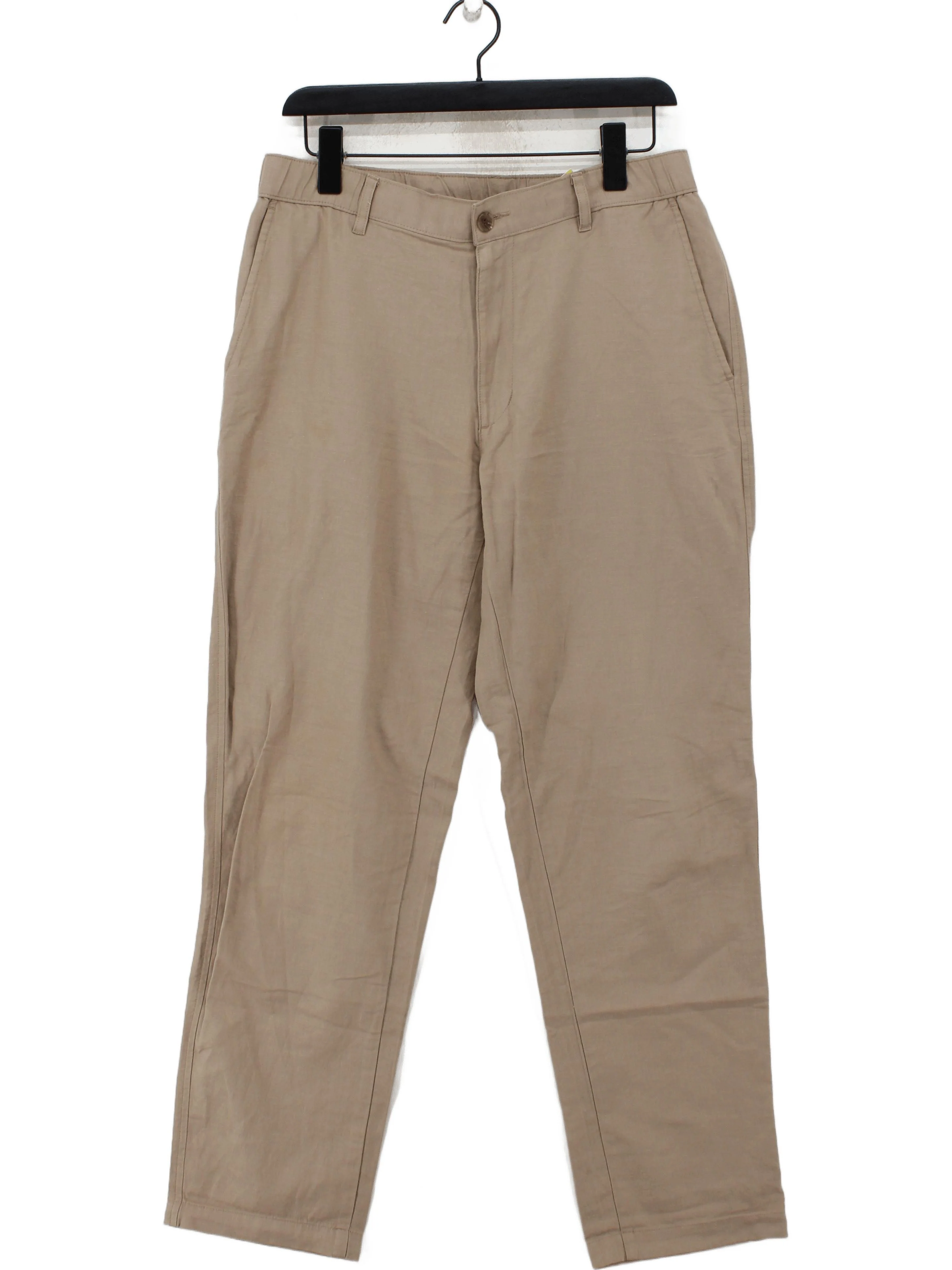 Uniqlo Men's Trousers M Tan Cotton with Linen, Elastane Straight Chino