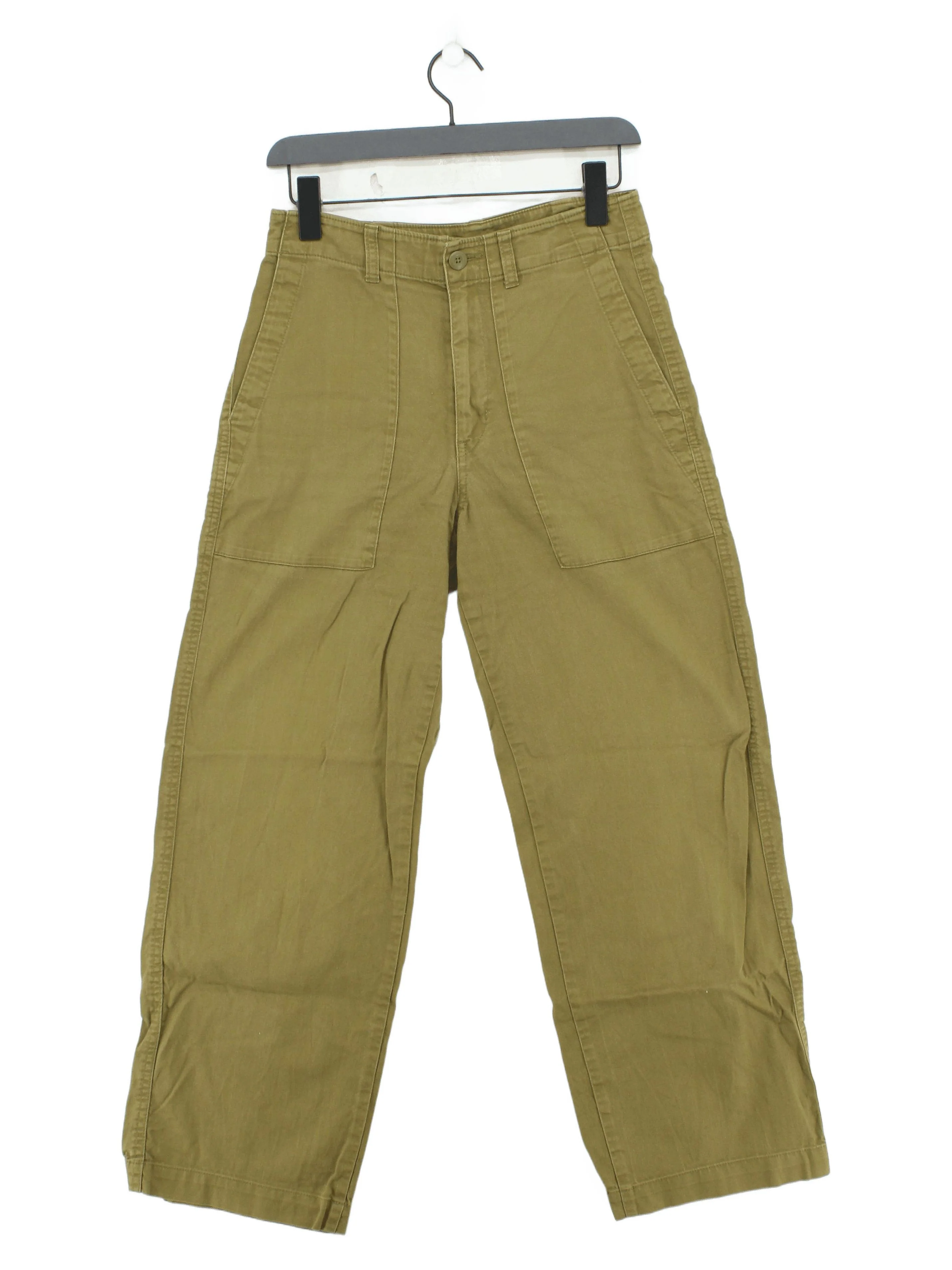 Uniqlo Men's Trousers W 25 in Green 100% Cotton Wide-Leg Chino