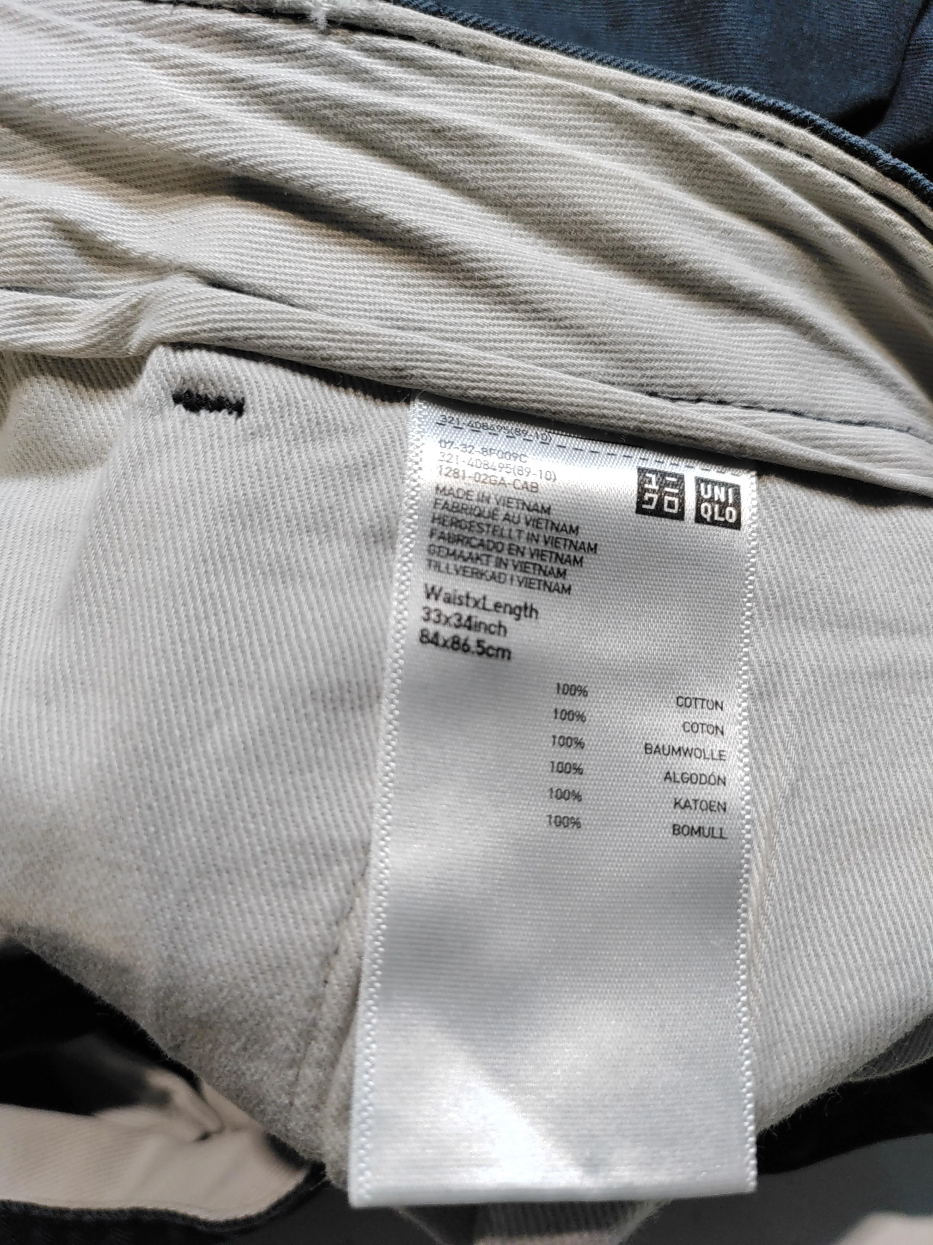 Uniqlo Men's Trousers W 33 in Blue 100% Cotton Straight Chino - Image 7