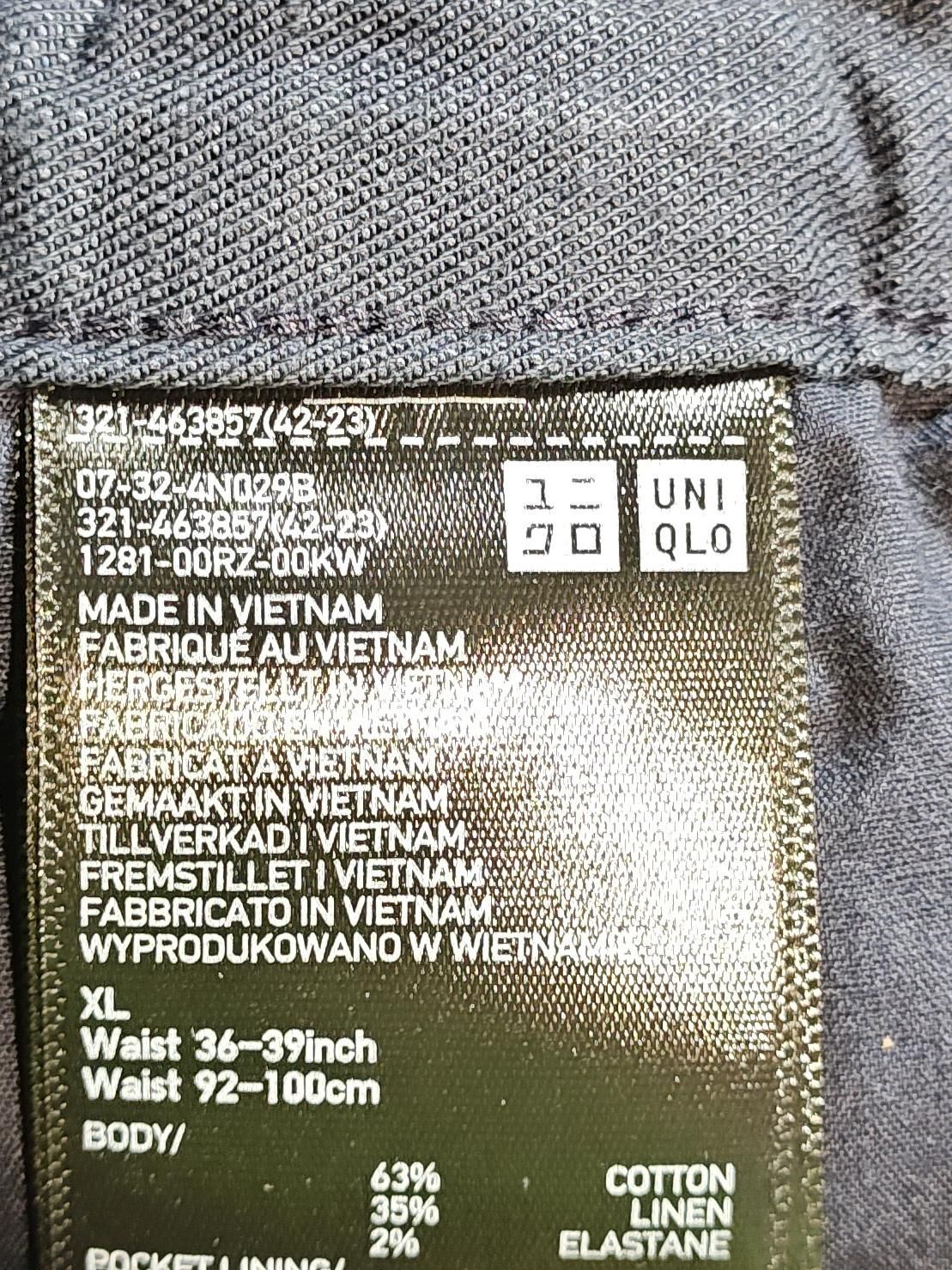 Uniqlo Men's Trousers XL Blue Cotton with Linen, Elastane Straight Chino - Image 5