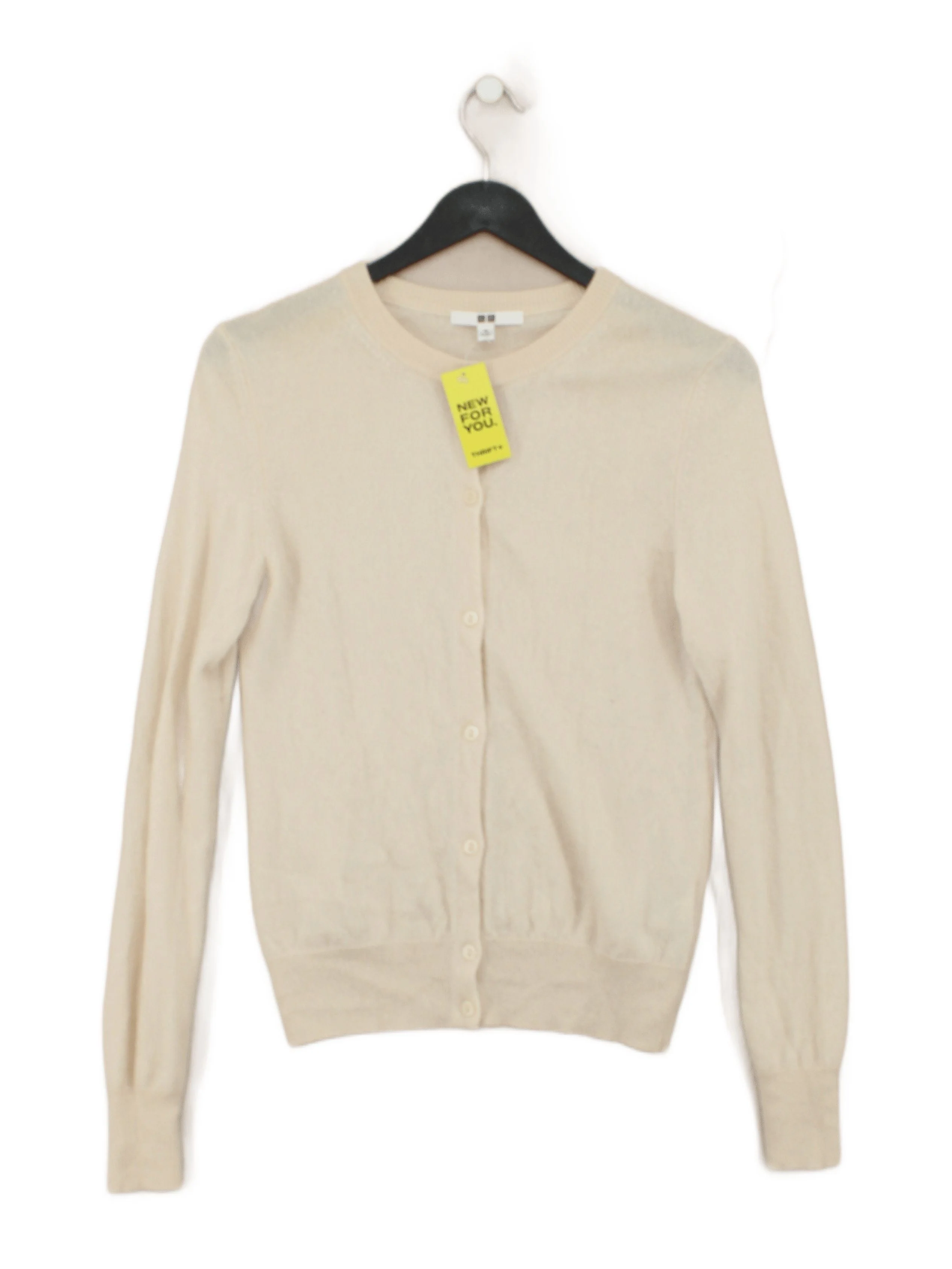 Uniqlo Women's Cardigan XS Cream 100% Cashmere Crew Neck Cardigan