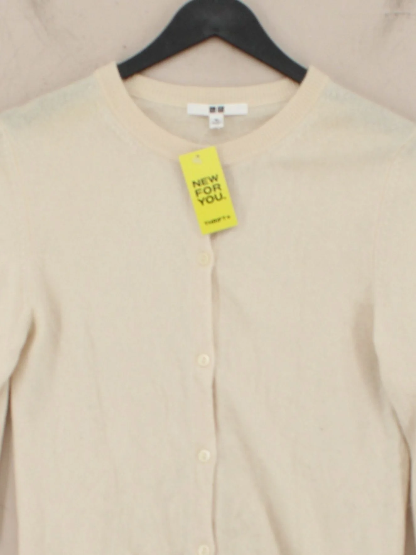 Uniqlo Women's Cardigan XS Cream 100% Cashmere Crew Neck Cardigan - Image 3