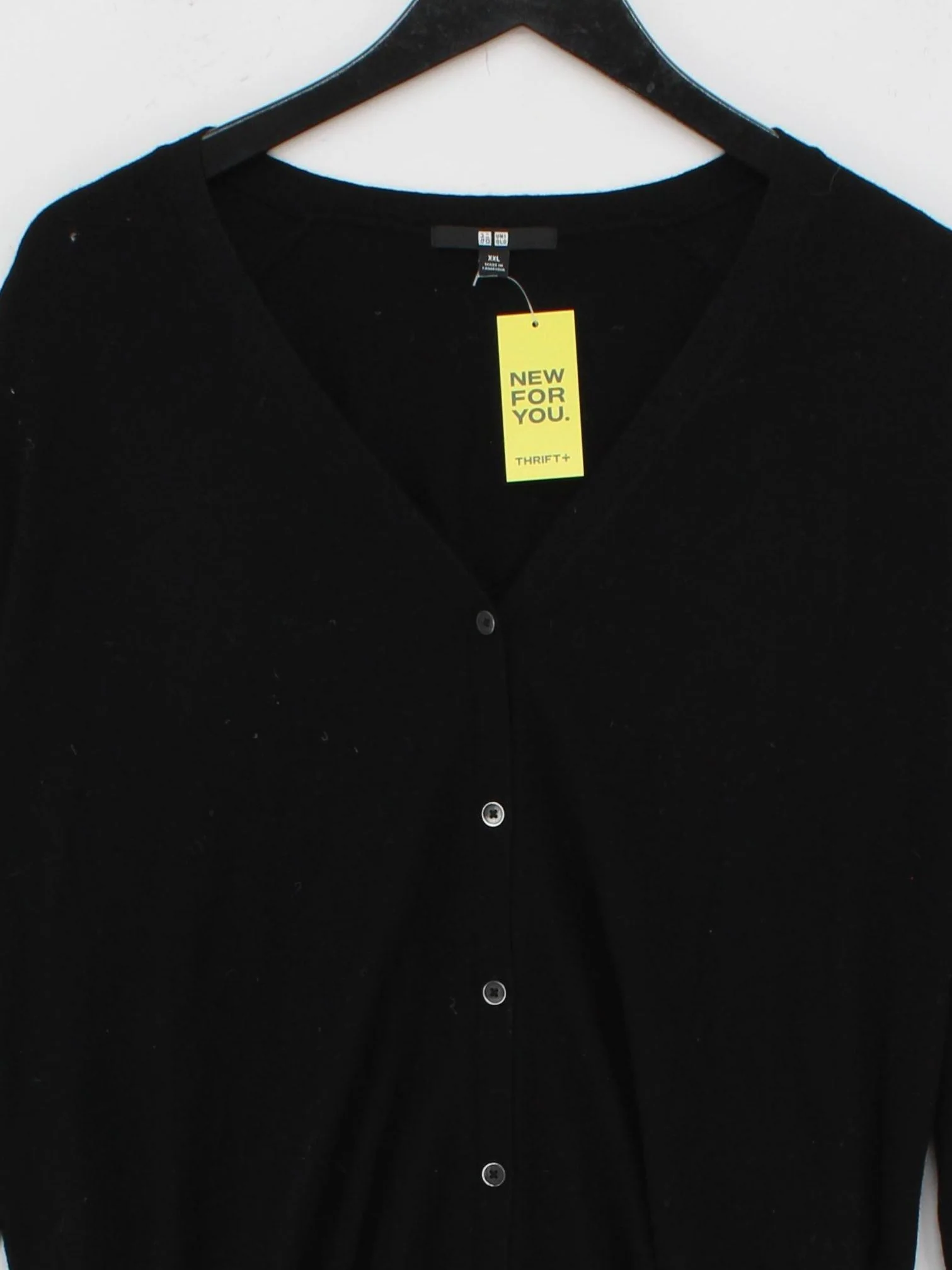 Uniqlo Women's Cardigan XXL Black 100% Wool V-Neck Cardigan - Image 3