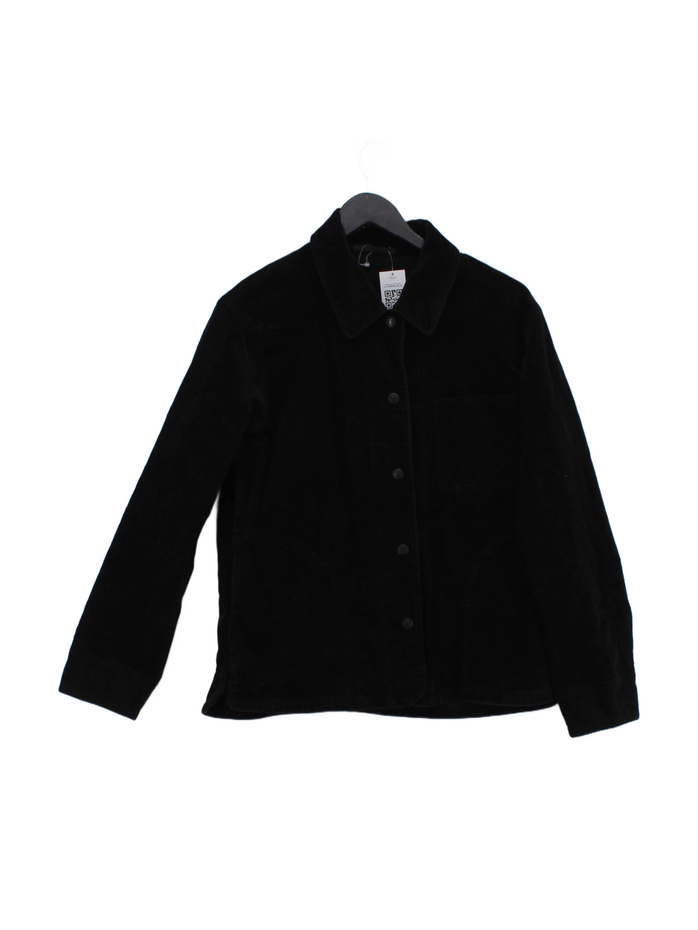 Uniqlo Women's Coat S Black Cotton with Viscose, Elastane Overcoat
