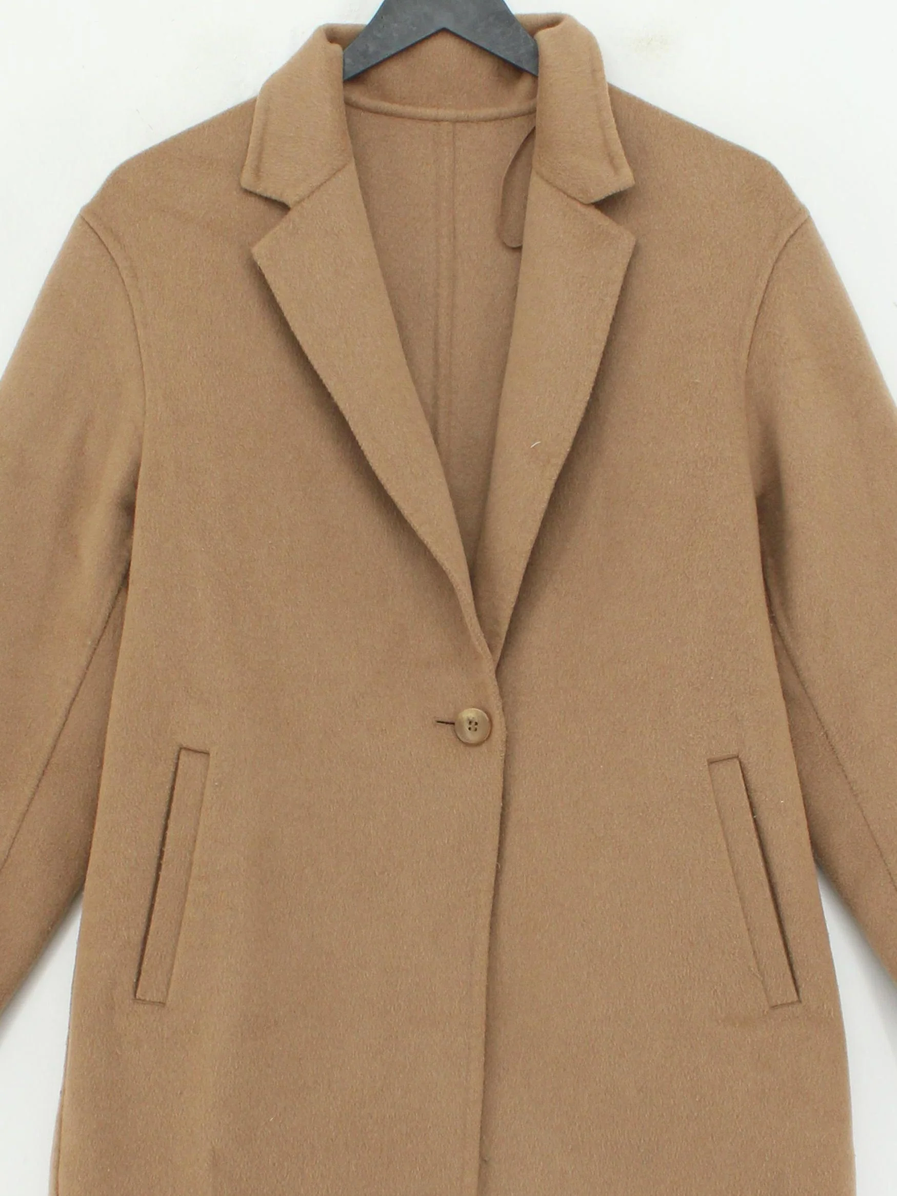 Uniqlo Women's Coat XS Tan Wool with Polyamide, Polyester Overcoat - Image 3