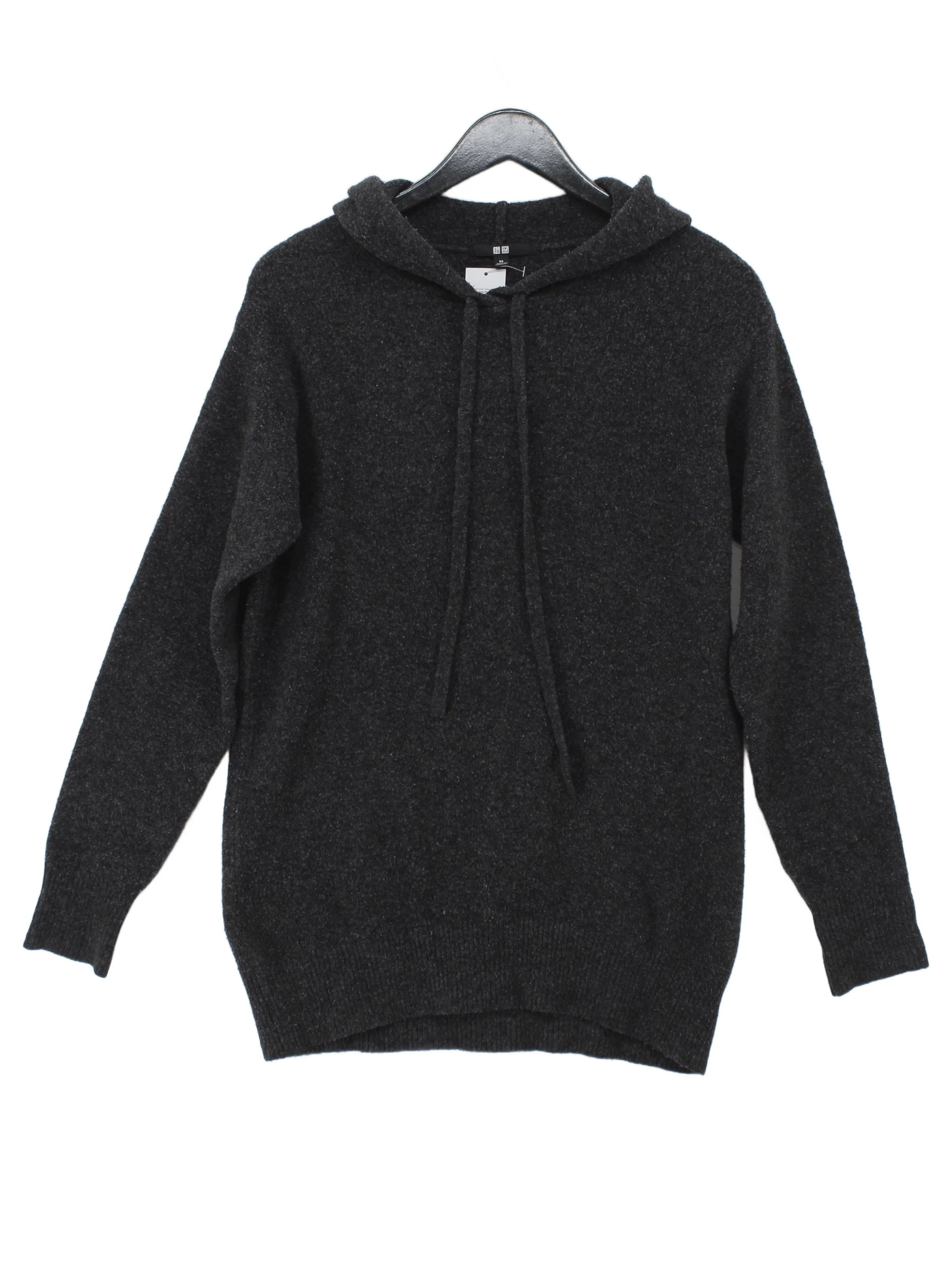 Uniqlo Women's Hoodie XS Grey Acrylic with Wool, Polyamide, Elastane Pullover