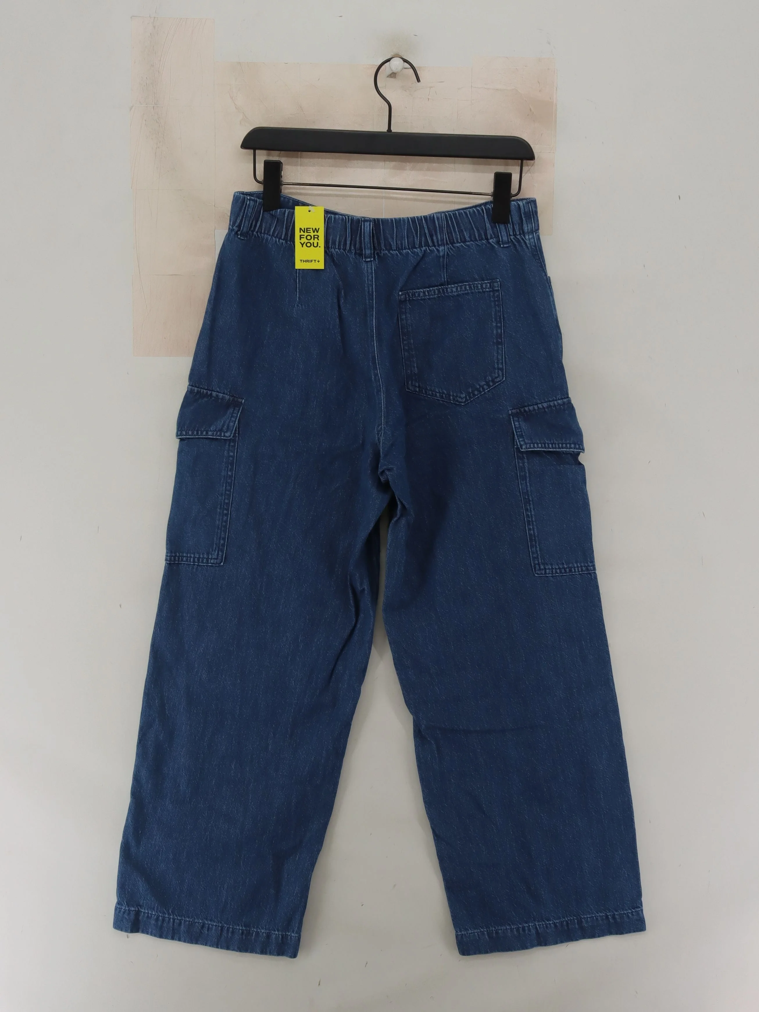 Uniqlo Women's Jeans L Blue Cotton with Polyester Wide-Leg - Image 2