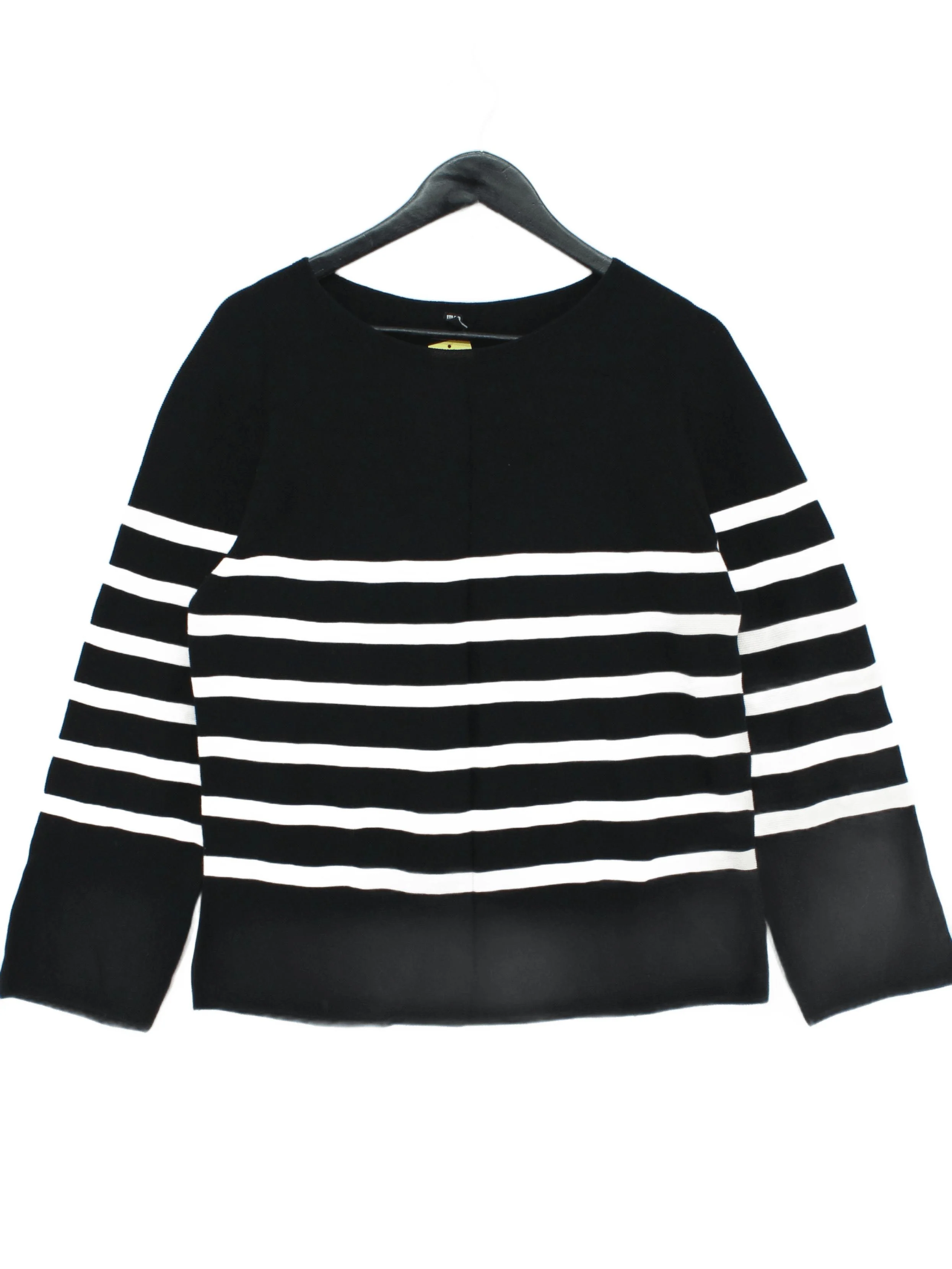 Uniqlo Women's Jumper L Black Striped 100% Other Round Neck Pullover