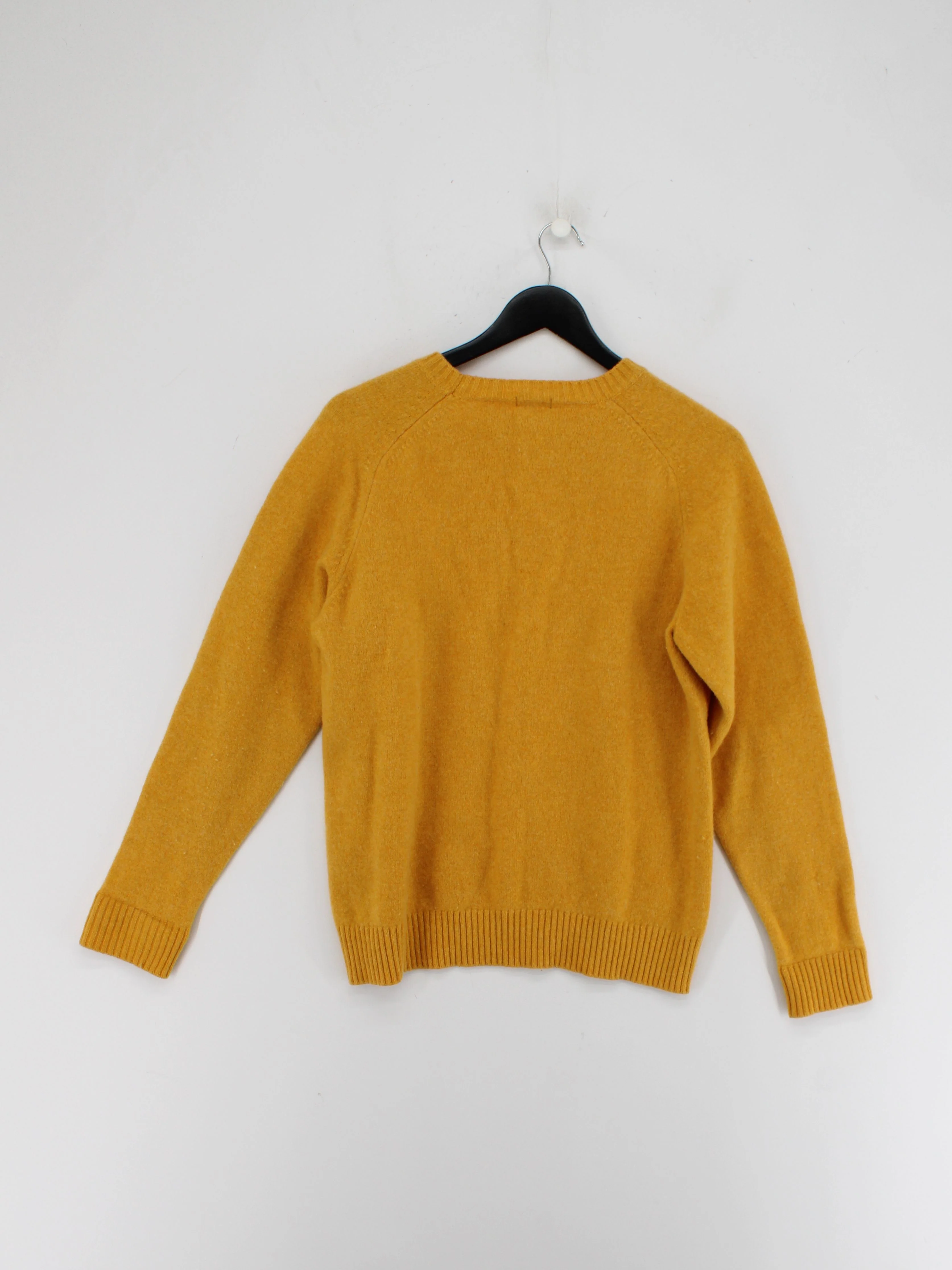 Uniqlo Women's Jumper L Yellow 100% Wool Crew Neck Pullover - Image 2