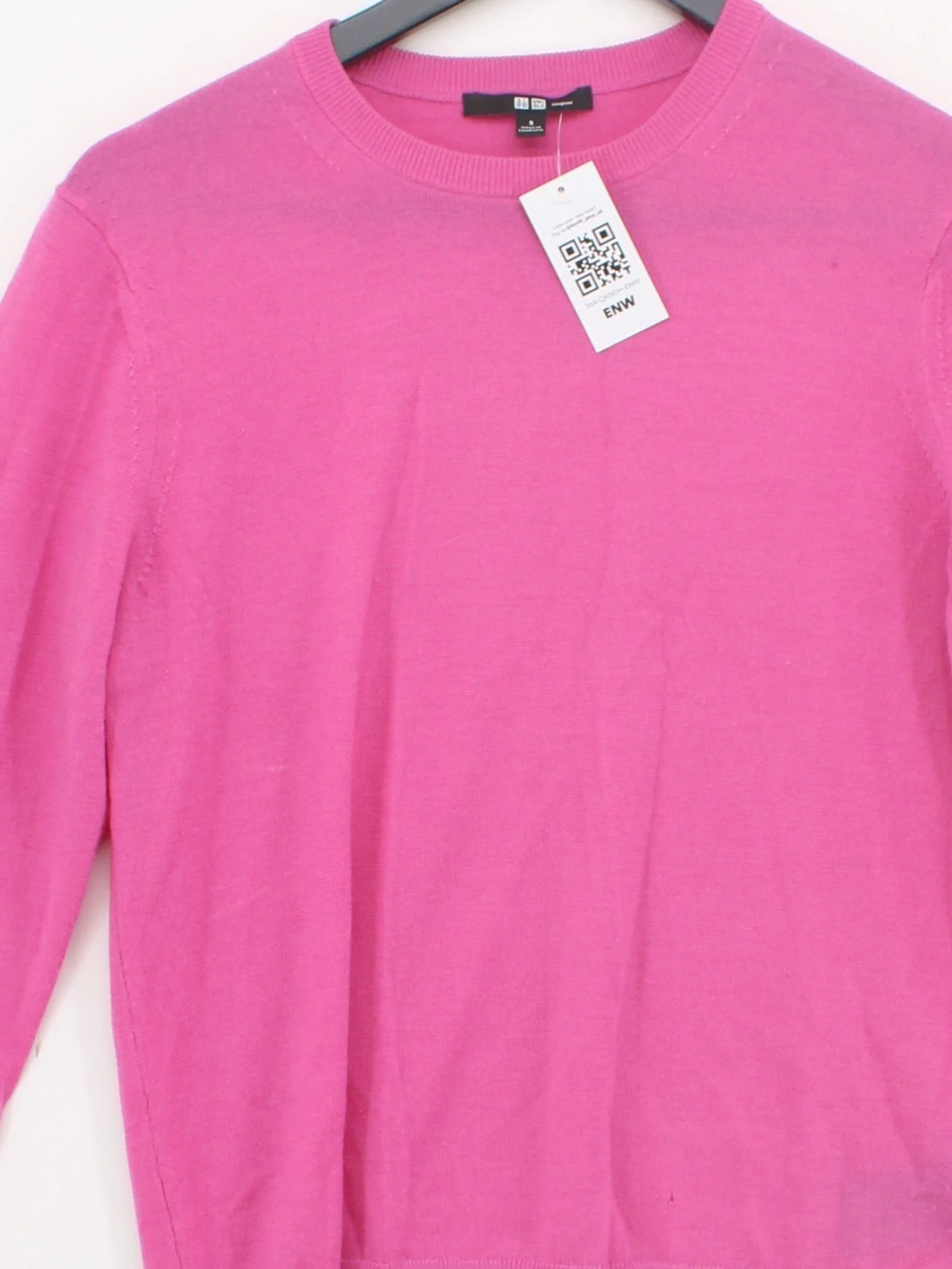 Uniqlo Women's Jumper S Pink 100% Wool Crew Neck Pullover - Image 3