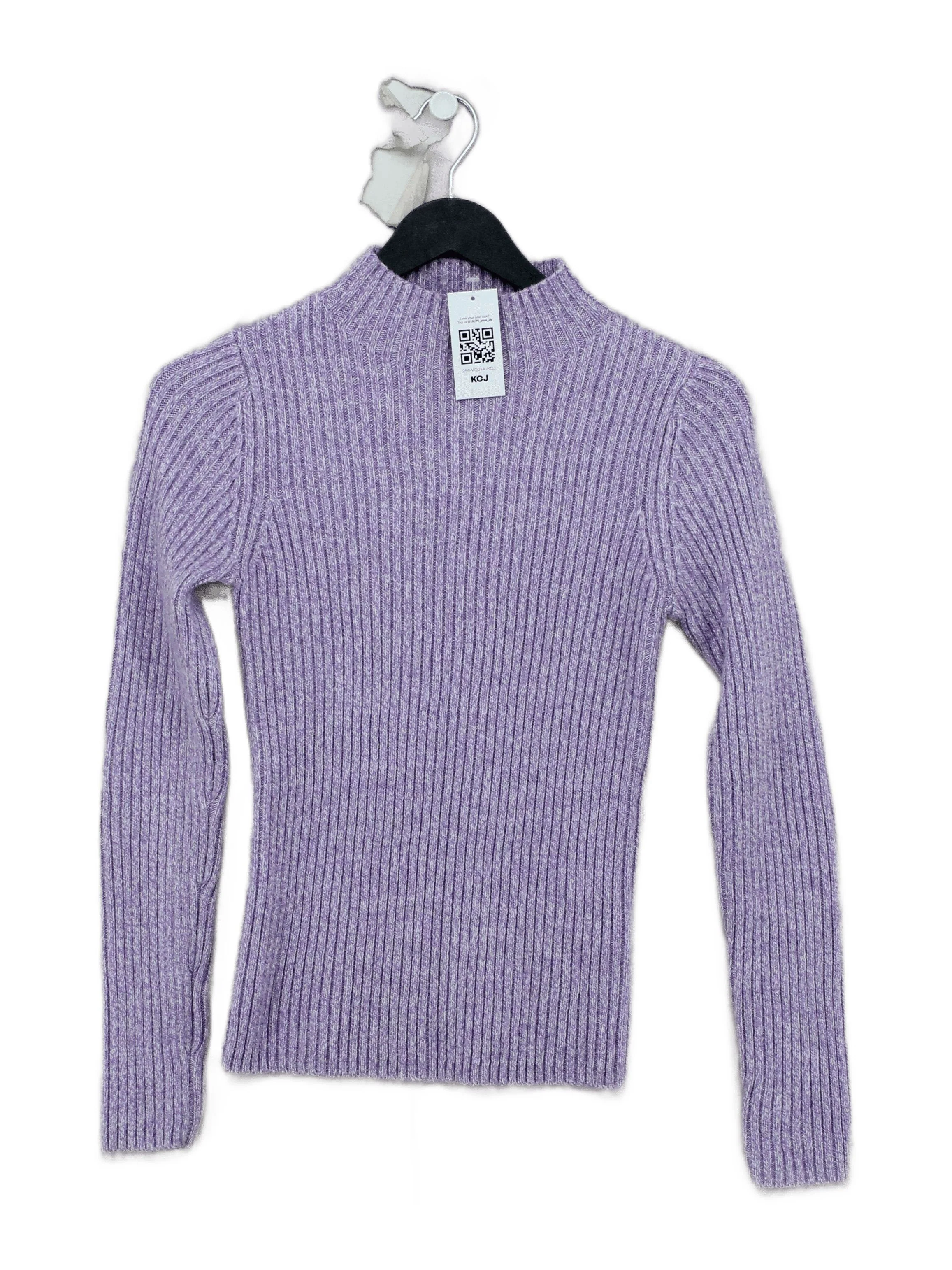 Uniqlo Women's Jumper XS Purple Acrylic with Wool, Nylon Mock Neck Pullover
