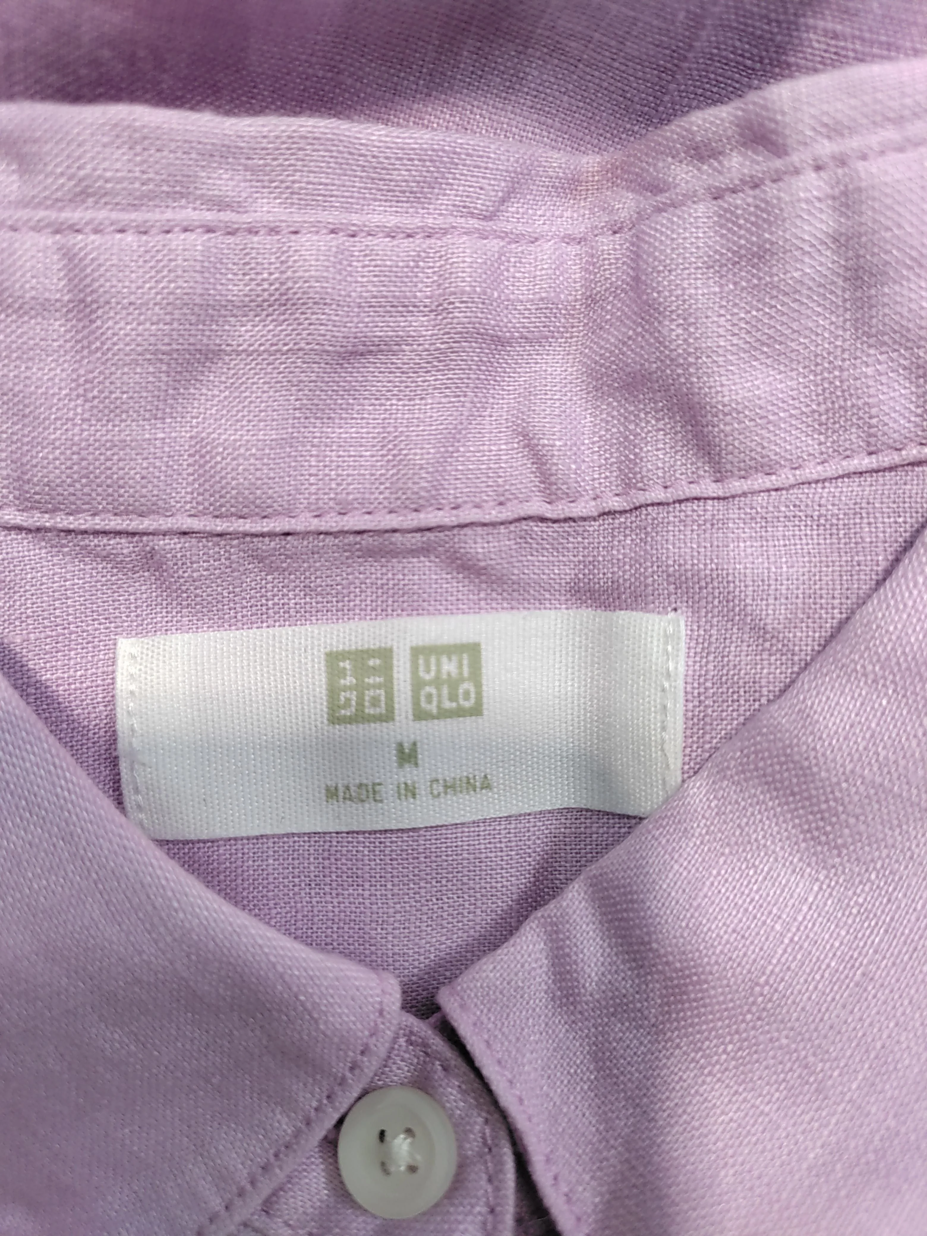 Uniqlo Women's Shirt M Purple 100% Linen Long Sleeve Collared Basic - Image 5