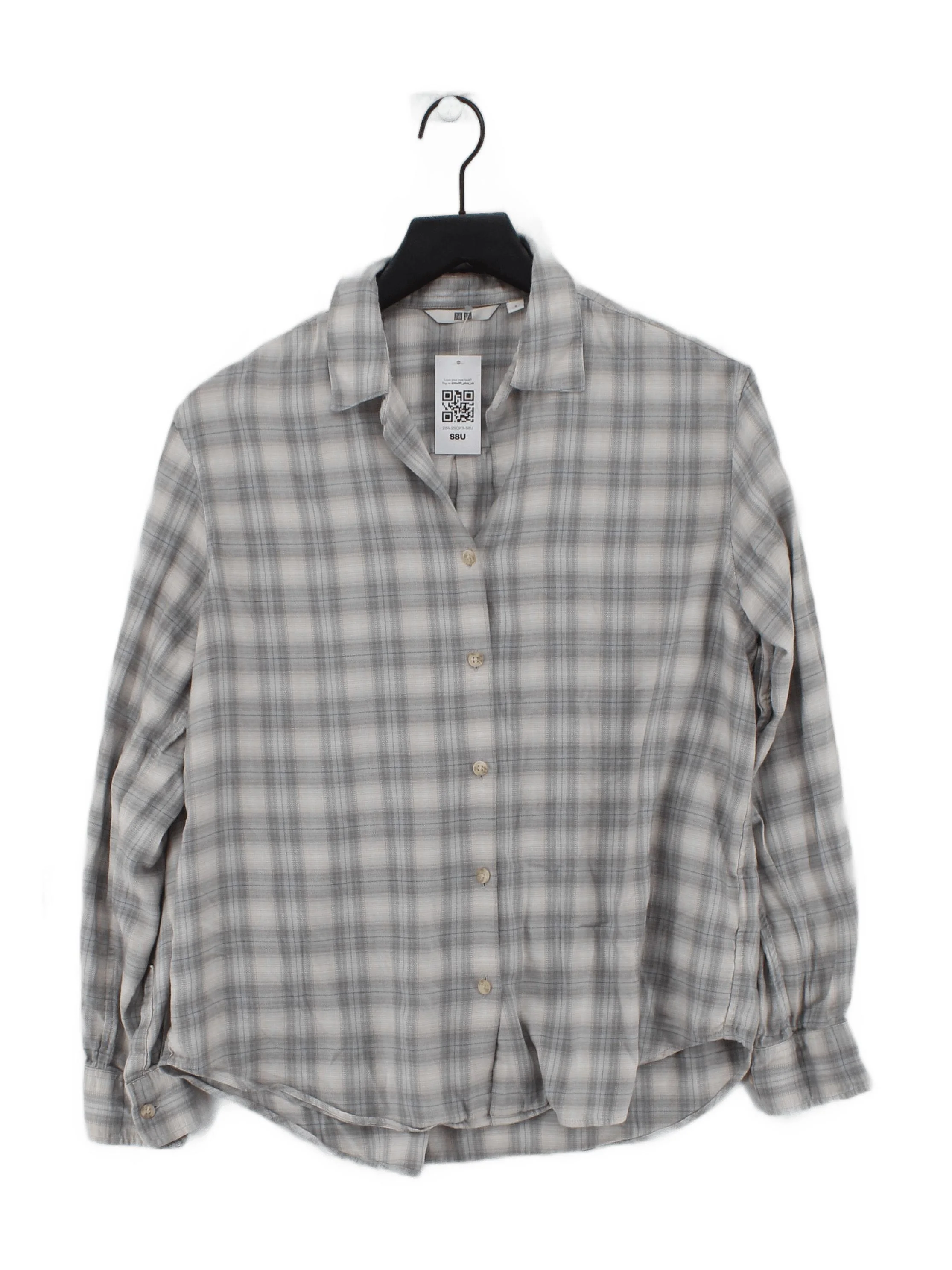 Uniqlo Women's Shirt S Grey Acrylic with Lyocell Modal, Viscose, Cotton Basic