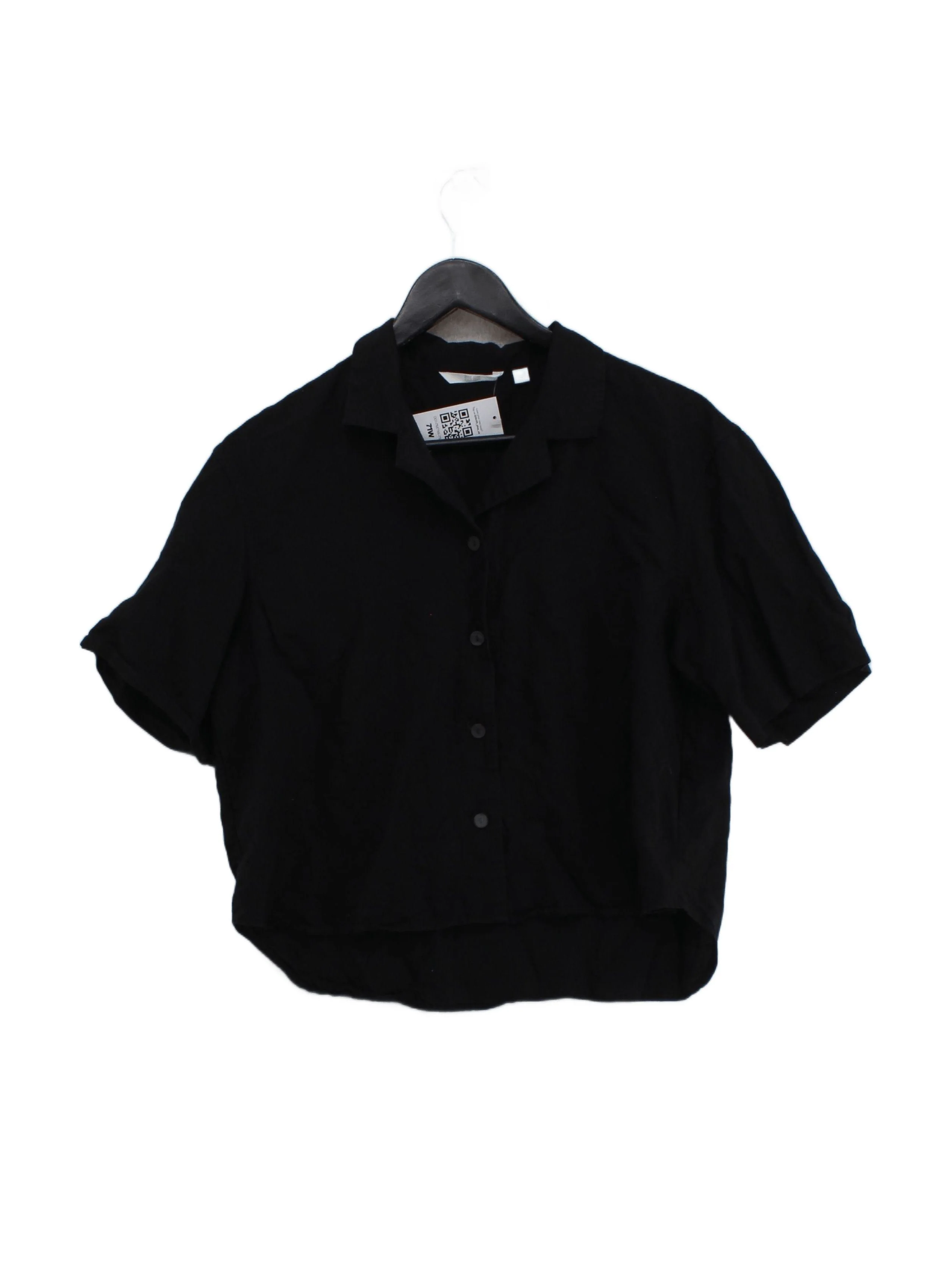 Uniqlo Women's Shirt XS Black Viscose with Linen, Cotton Basic