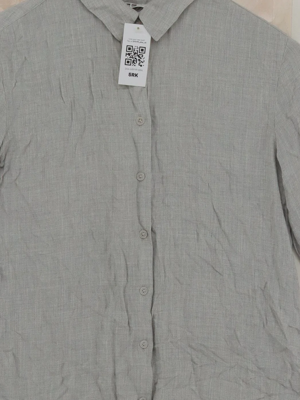 Uniqlo Women's Shirt XS Grey 100% Viscose Long Sleeve Collared Basic - Image 3