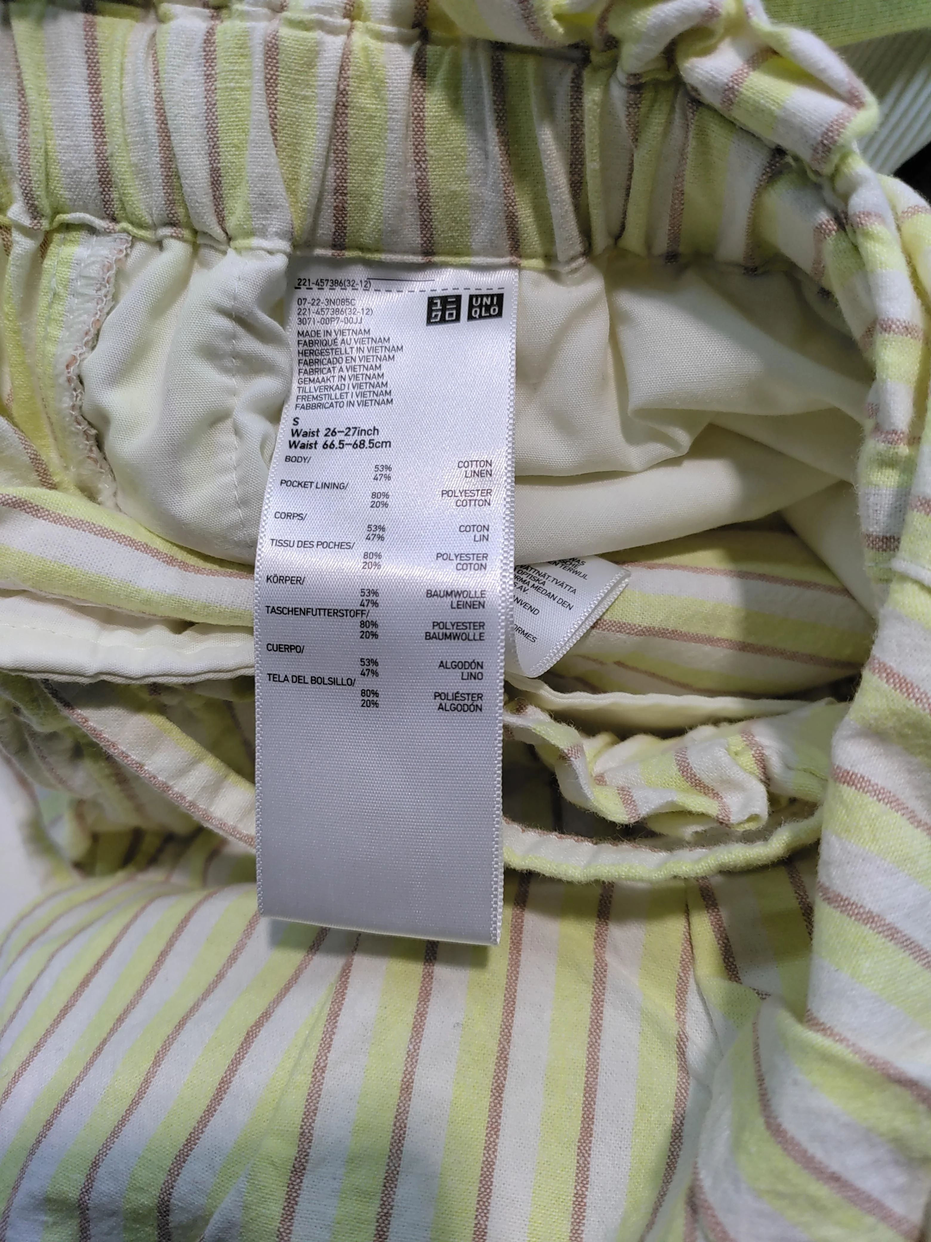 Uniqlo Women's Shorts S Multi Striped Cotton with Linen Paperbag - Image 6