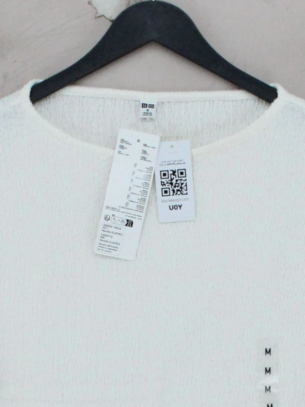 Uniqlo Women's T-Shirt M White Cotton with Polyester, Elastane Basic - Image 3