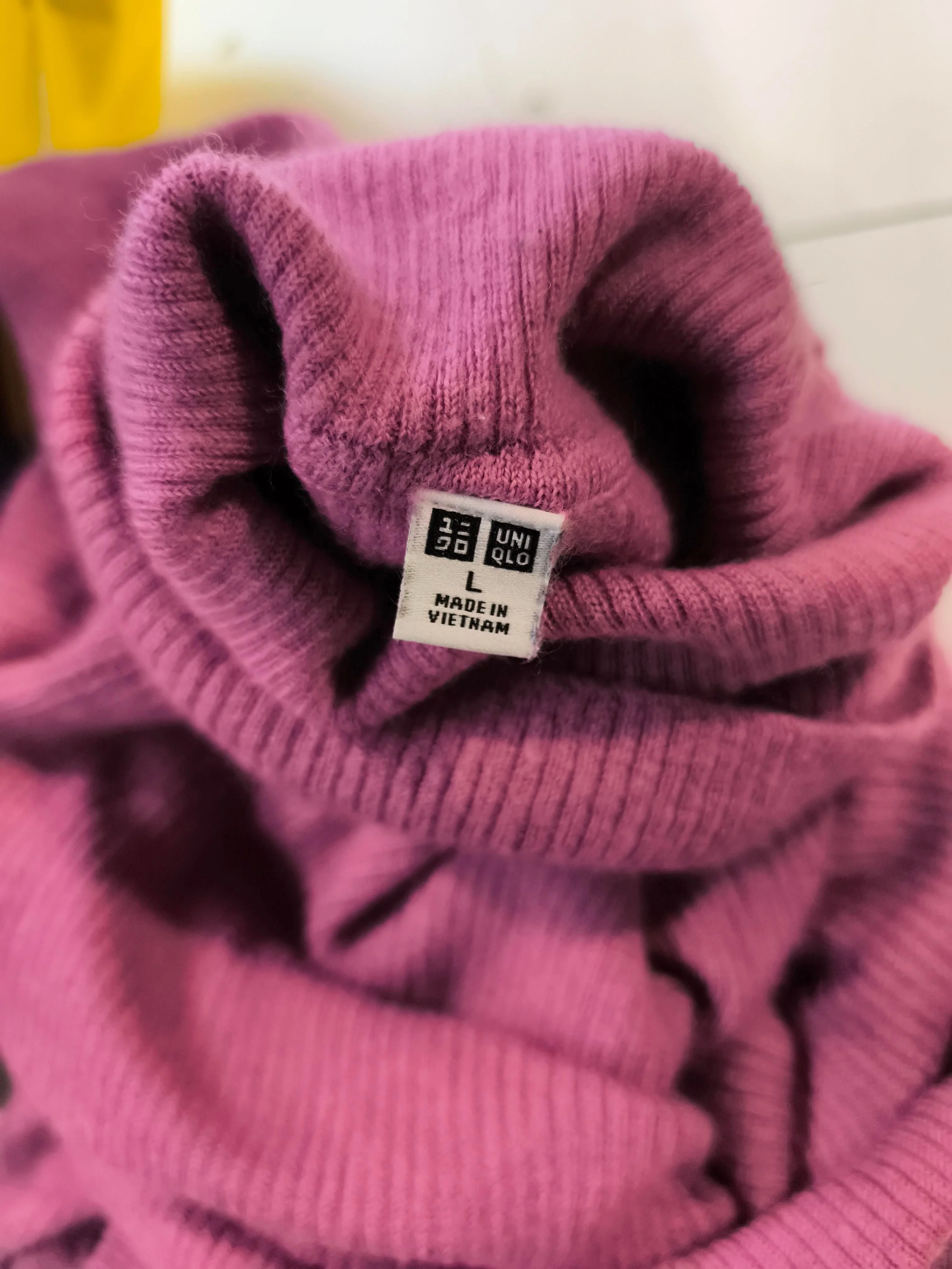Uniqlo Women's Top L Purple 100% Wool Long Sleeve Roll Neck Basic - Image 6