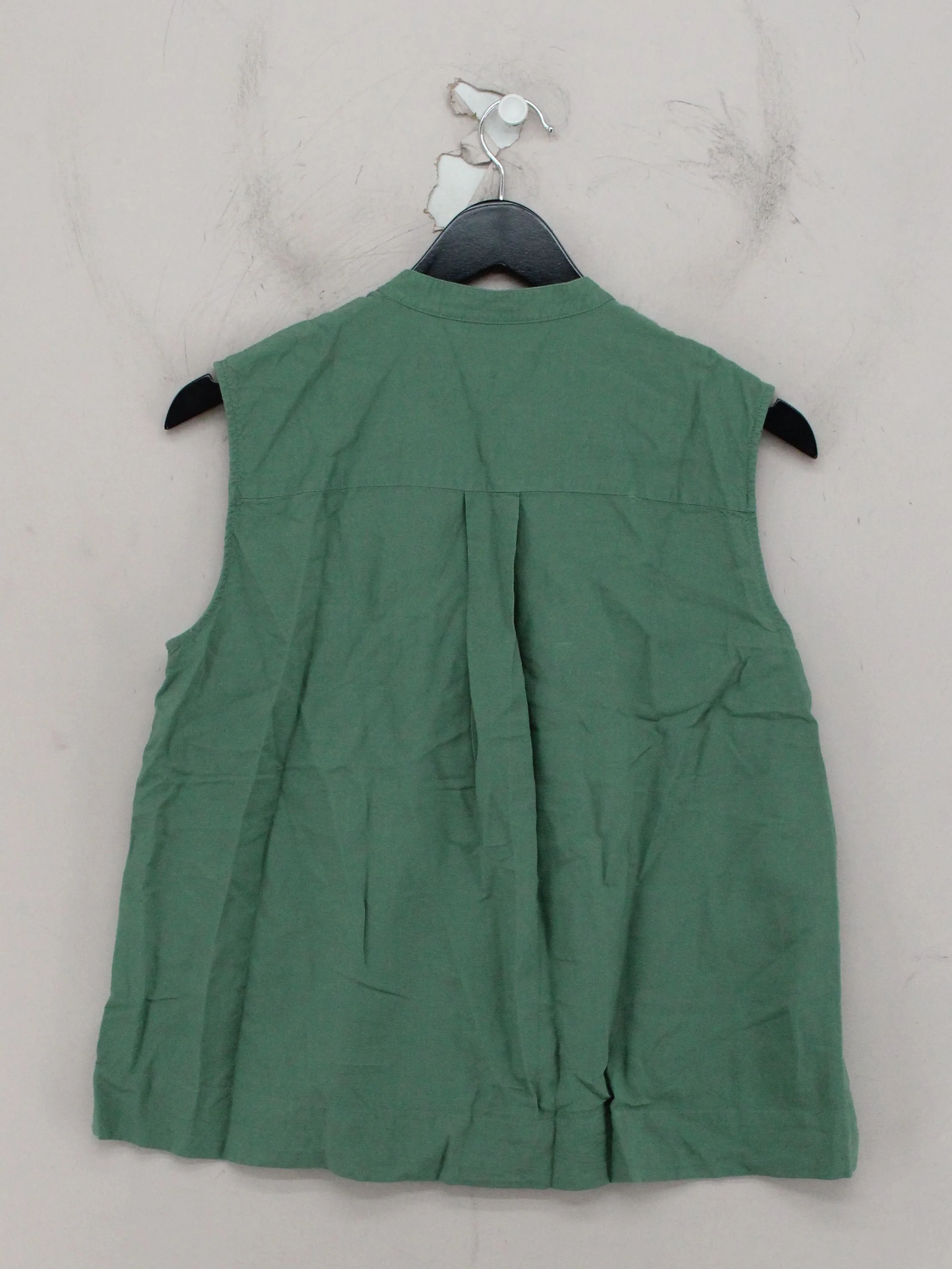 Uniqlo Women's Top M Green 100% Other Sleeveless Collared Basic - Image 2