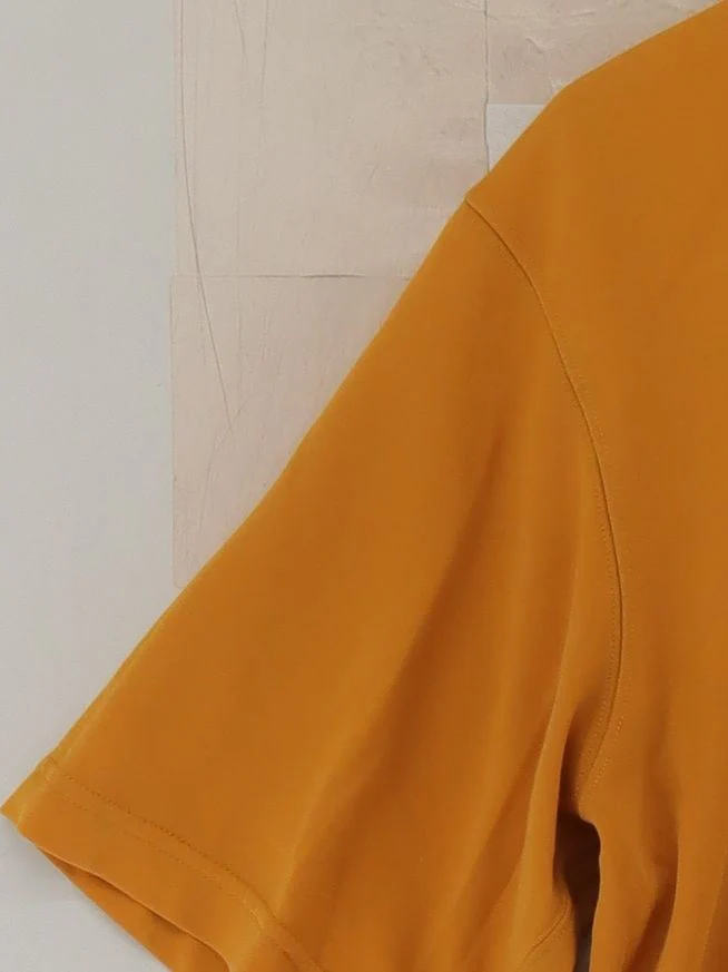 Uniqlo Women's Top M Orange Cotton with Polyester Short Sleeve Round Neck Basic - Image 4
