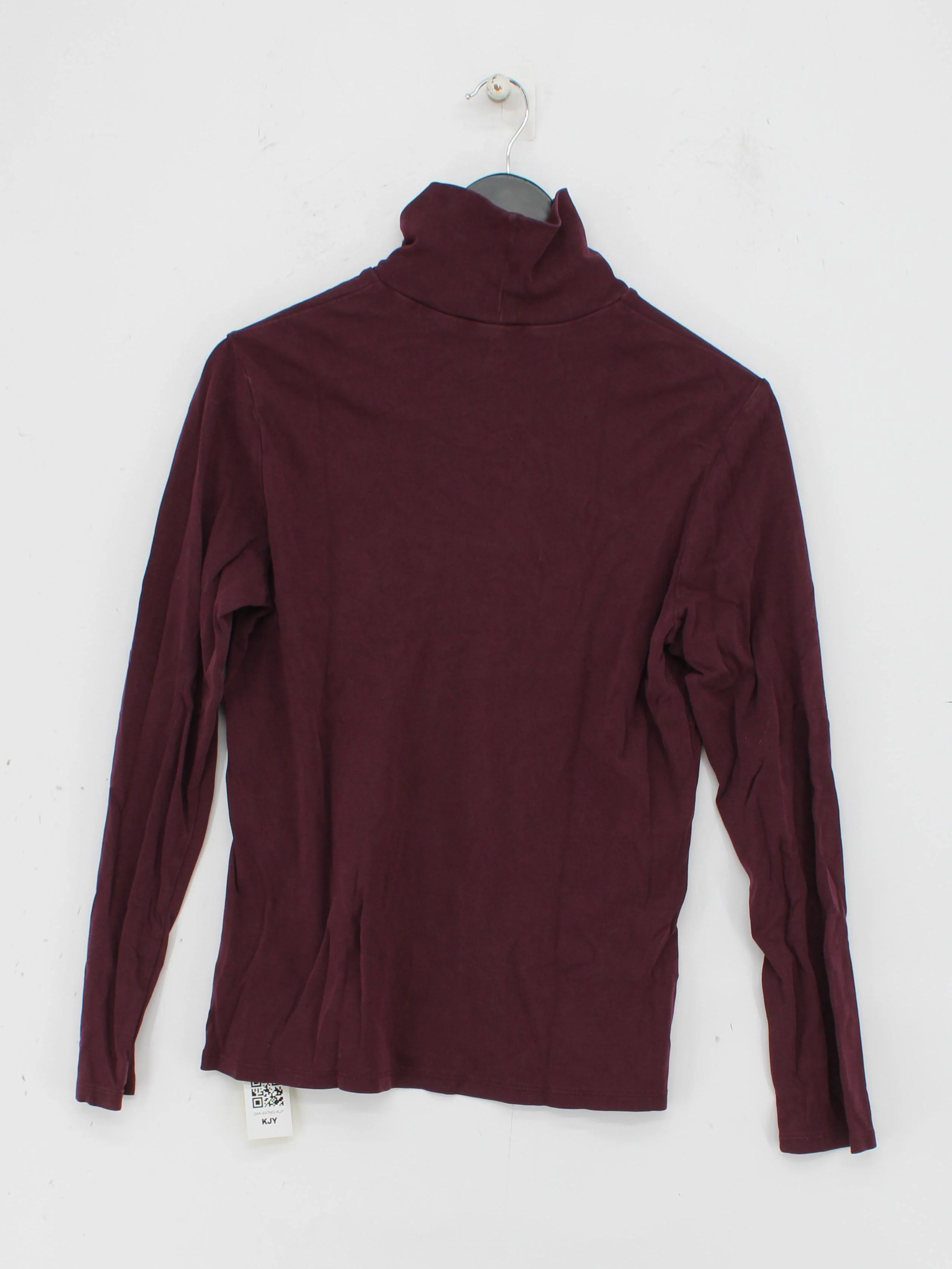 Uniqlo Women's Top M Purple Cotton with Elastane Long Sleeve High Neck Basic - Image 2