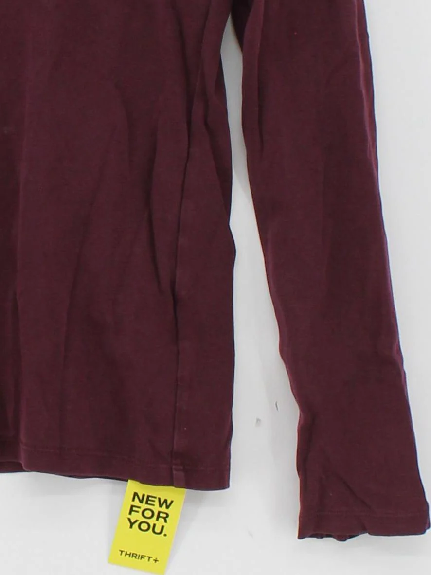 Uniqlo Women's Top M Purple Cotton with Elastane Long Sleeve High Neck Basic - Image 4
